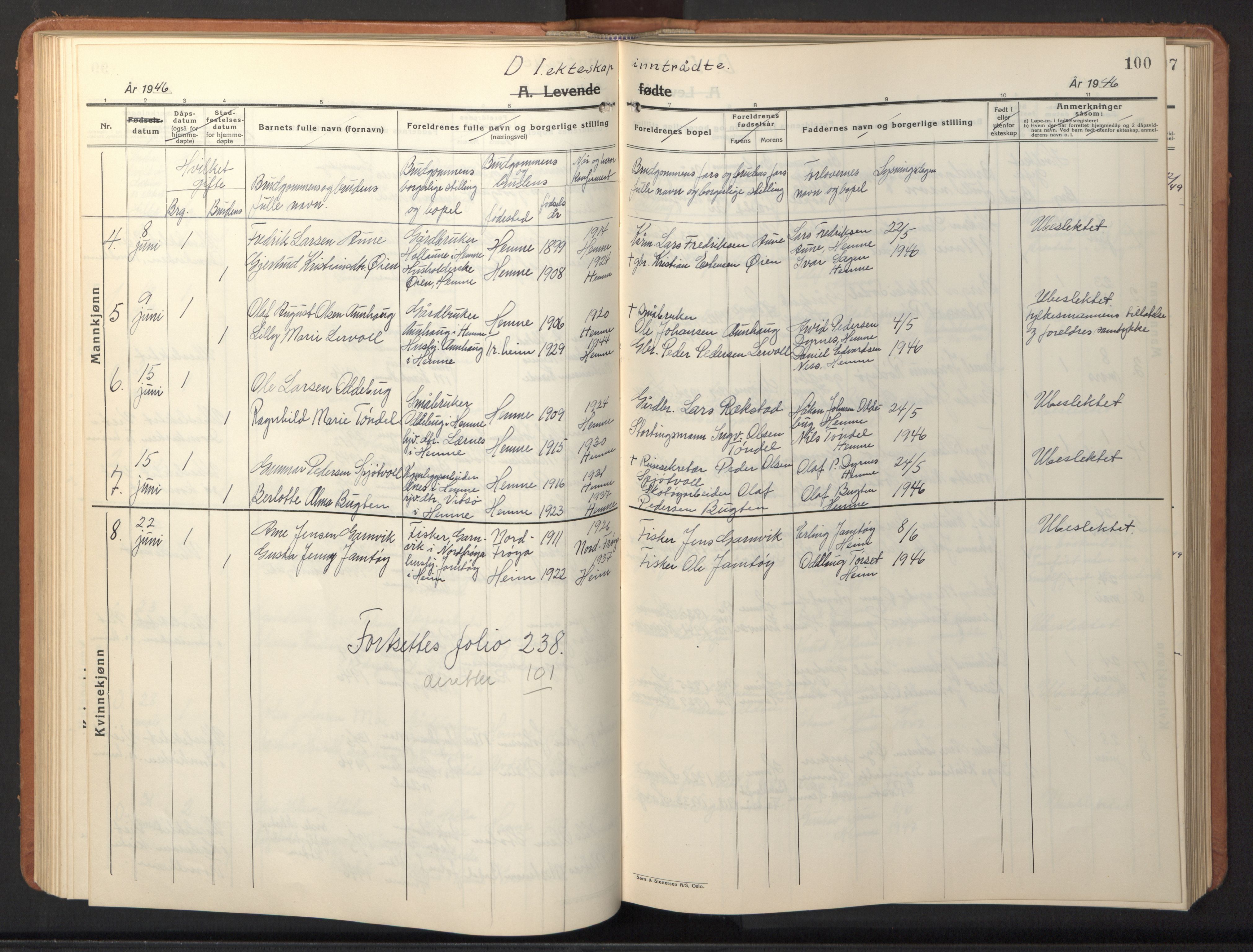 Ministerialprotokoller, klokkerbøker og fødselsregistre - Sør-Trøndelag, SAT/A-1456/630/L0508: Parish register (copy) no. 630C06, 1933-1950, p. 100