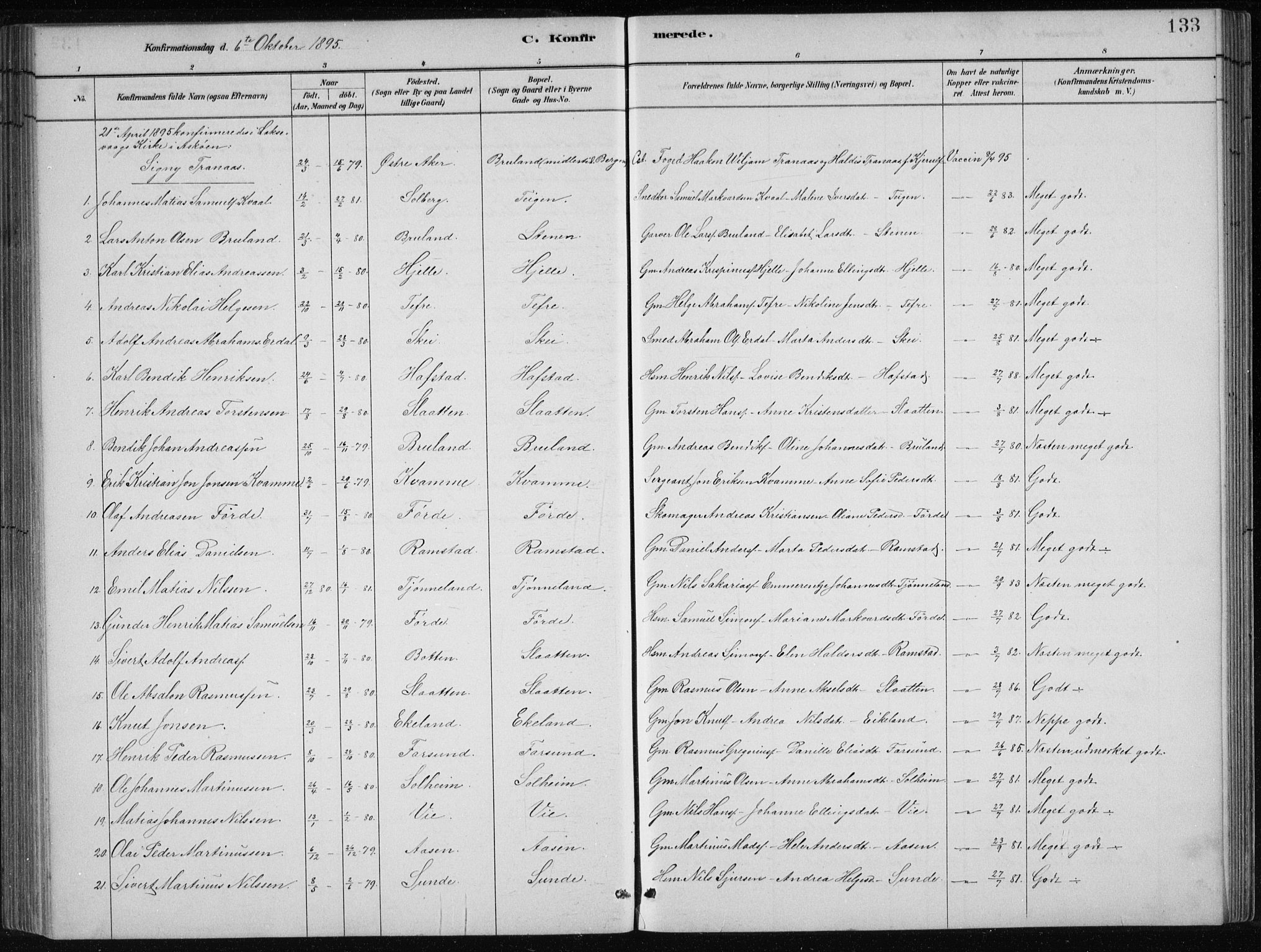 Førde sokneprestembete, SAB/A-79901/H/Hab/Haba/L0002: Parish register (copy) no. A 2, 1881-1898, p. 133