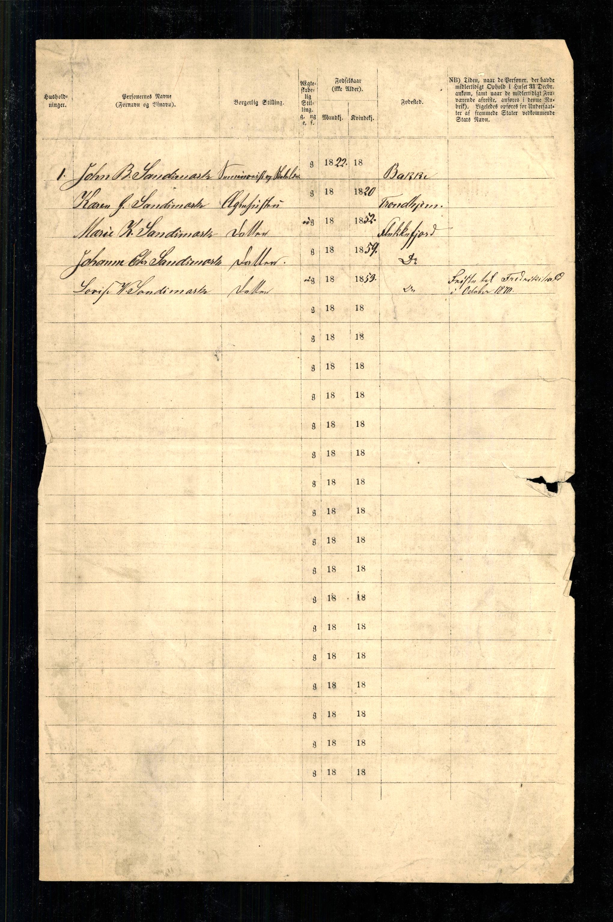 RA, 1870 census for 1004 Flekkefjord, 1870, p. 3