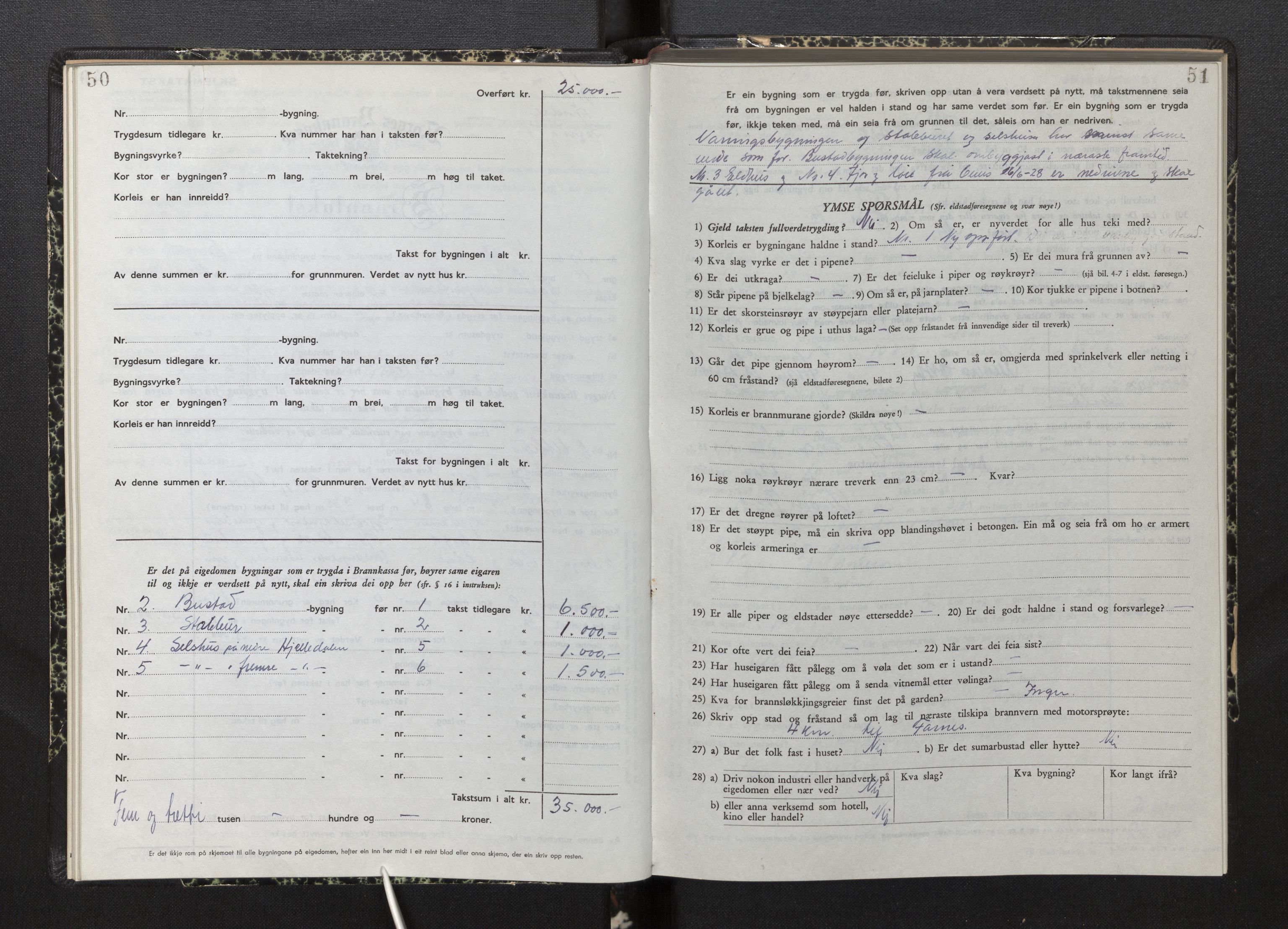 Lensmannen i Årdal, AV/SAB-A-30501/0012/L0012: Branntakstprotokoll, skjematakst, 1949-1955, p. 50-51