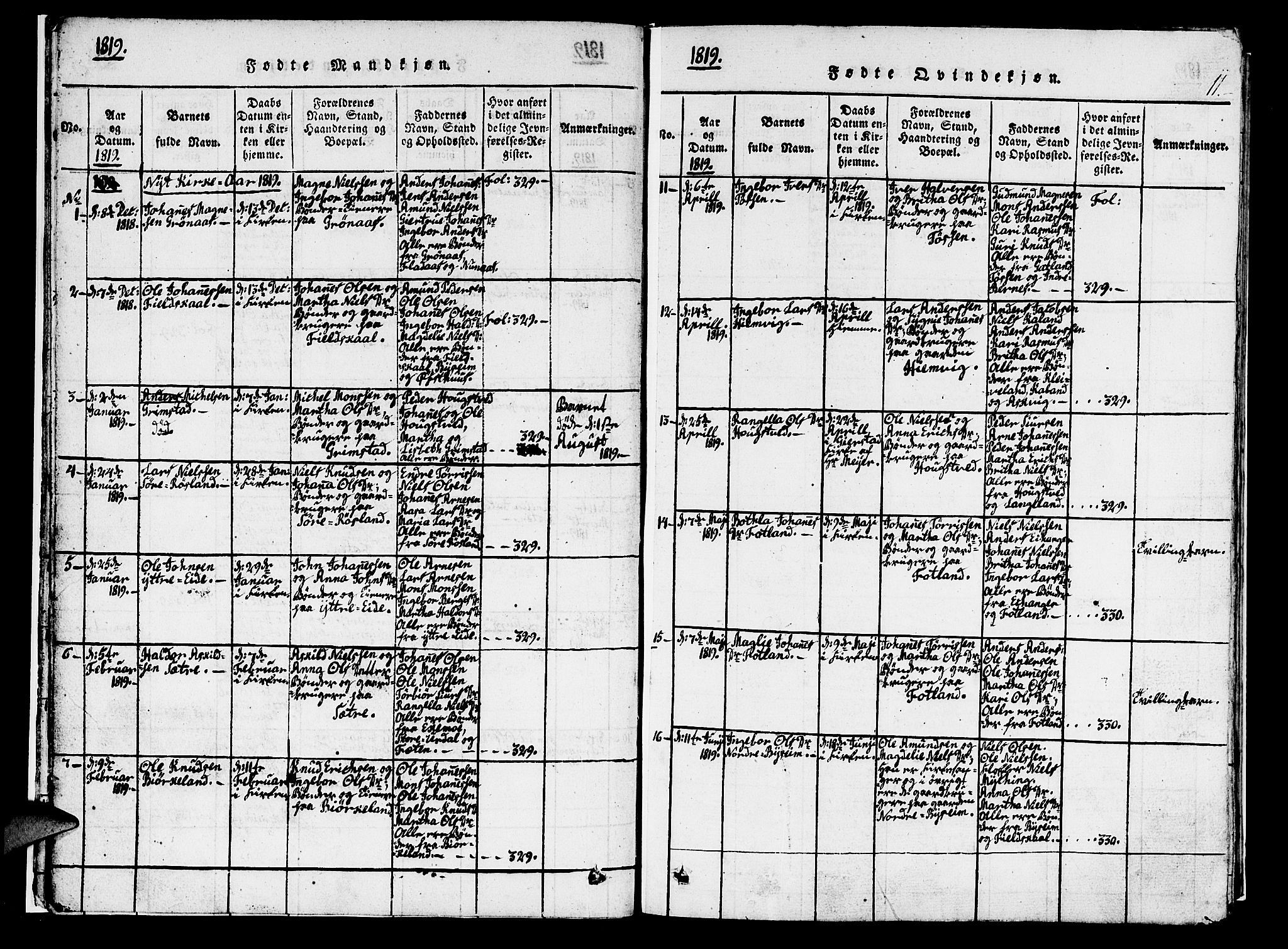 Hosanger sokneprestembete, AV/SAB-A-75801/H/Haa: Parish register (official) no. A 5, 1815-1824, p. 11