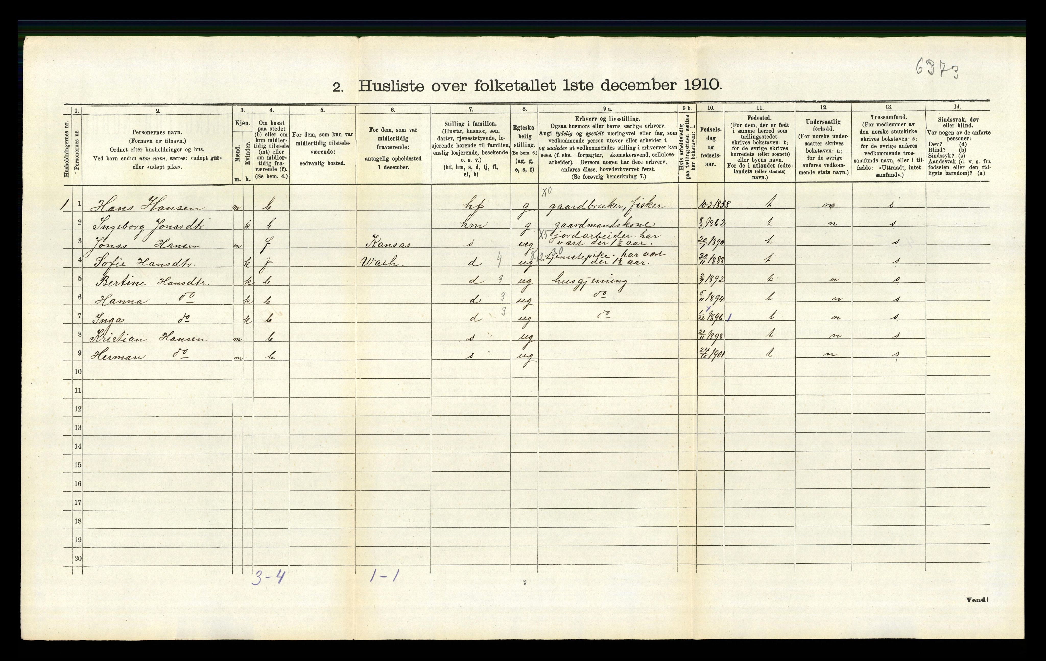 RA, 1910 census for Sokndal, 1910, p. 863