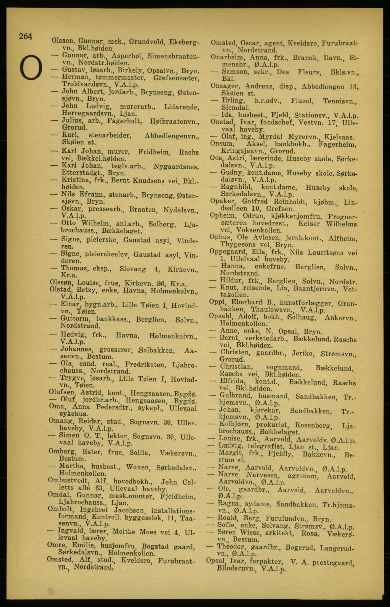 Aker adressebok/adressekalender, PUBL/001/A/003: Akers adressekalender, 1924-1925, p. 264