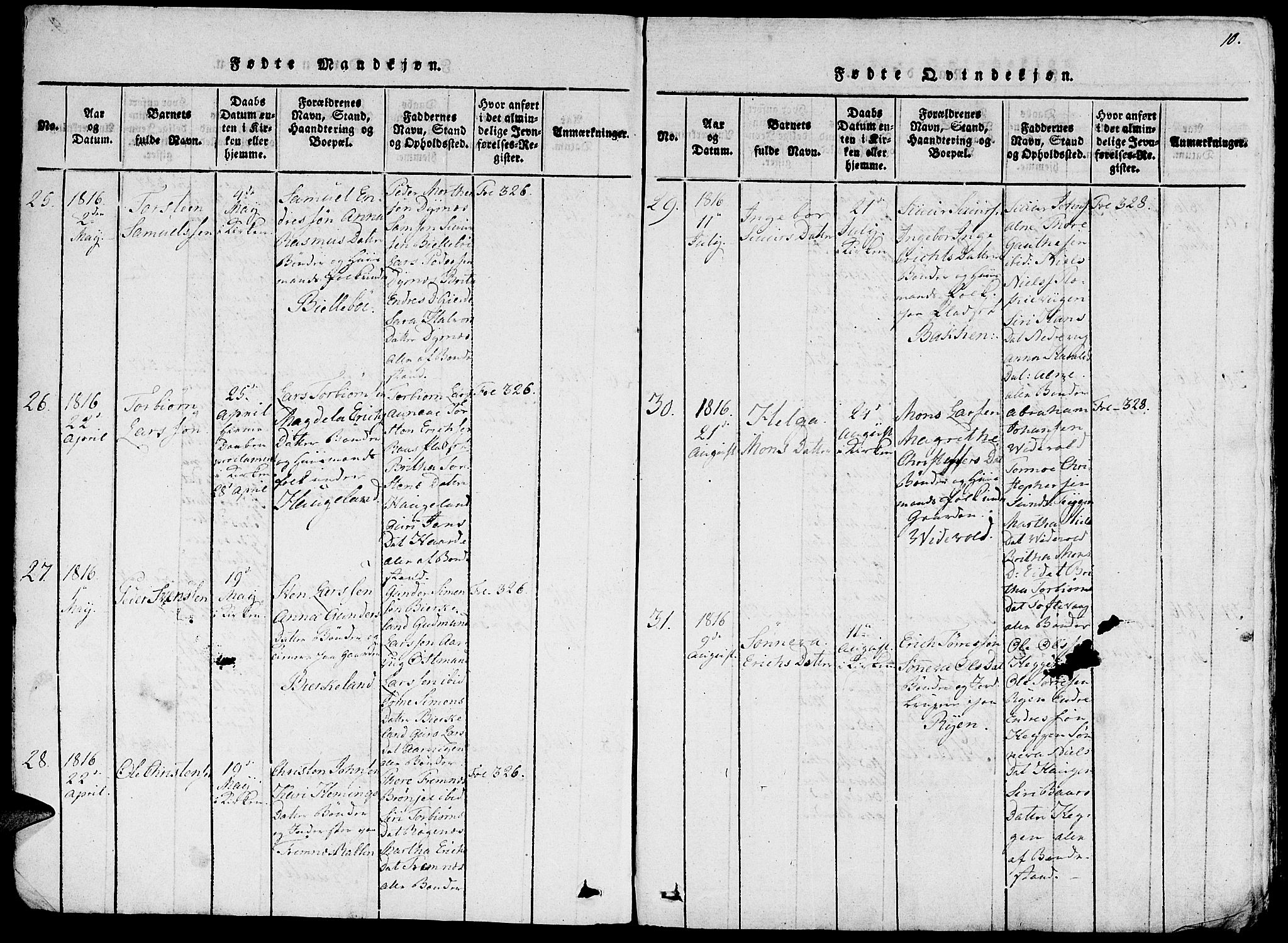 Fjelberg sokneprestembete, AV/SAB-A-75201/H/Haa: Parish register (official) no. A 4, 1816-1822, p. 10