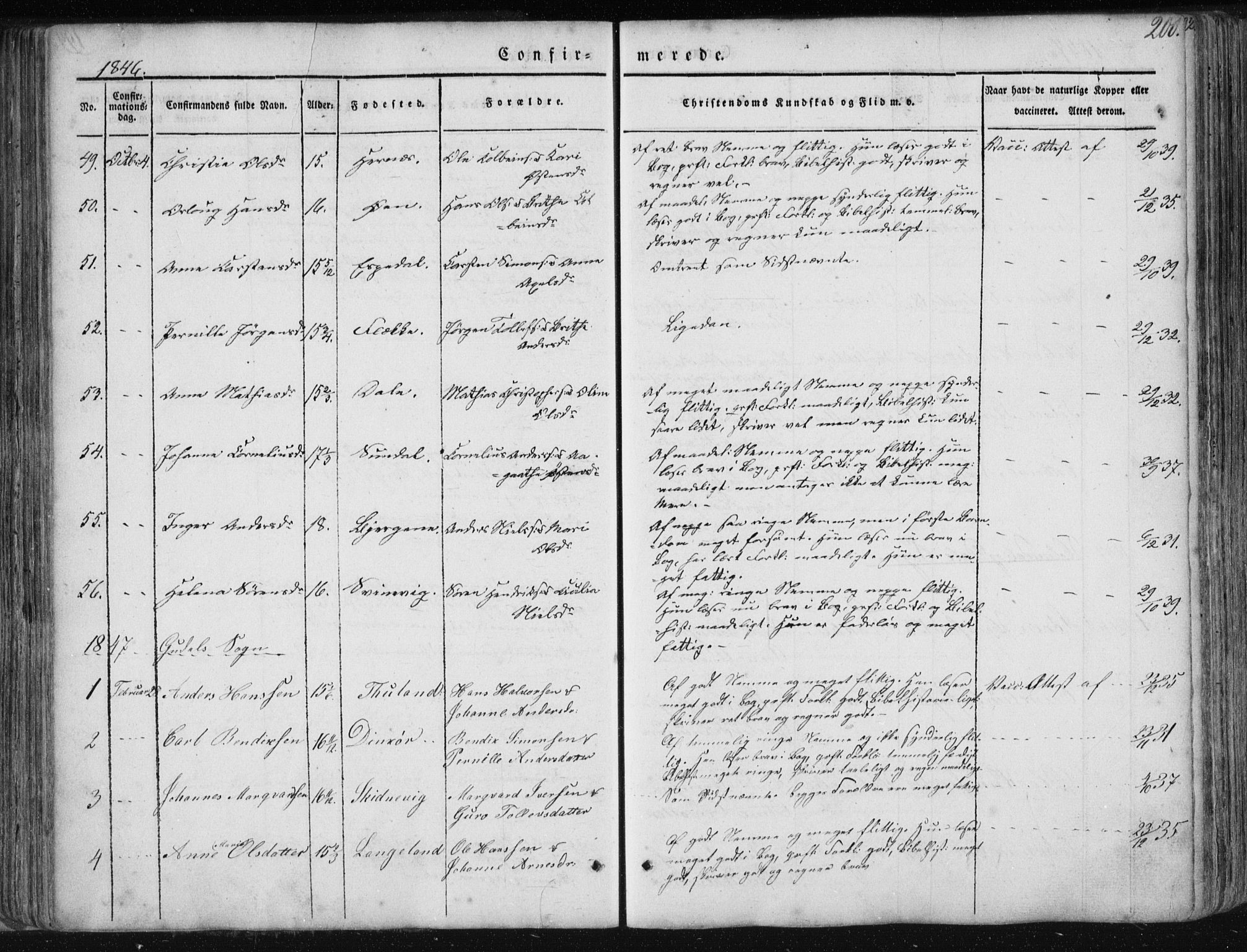 Fjaler sokneprestembete, SAB/A-79801/H/Haa/Haaa/L0006: Parish register (official) no. A 6, 1835-1884, p. 200