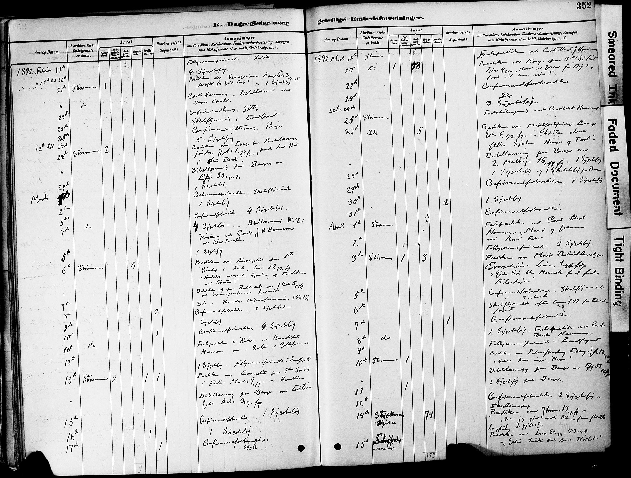 Strømm kirkebøker, AV/SAKO-A-322/F/Fa/L0004: Parish register (official) no. I 4, 1878-1899, p. 352