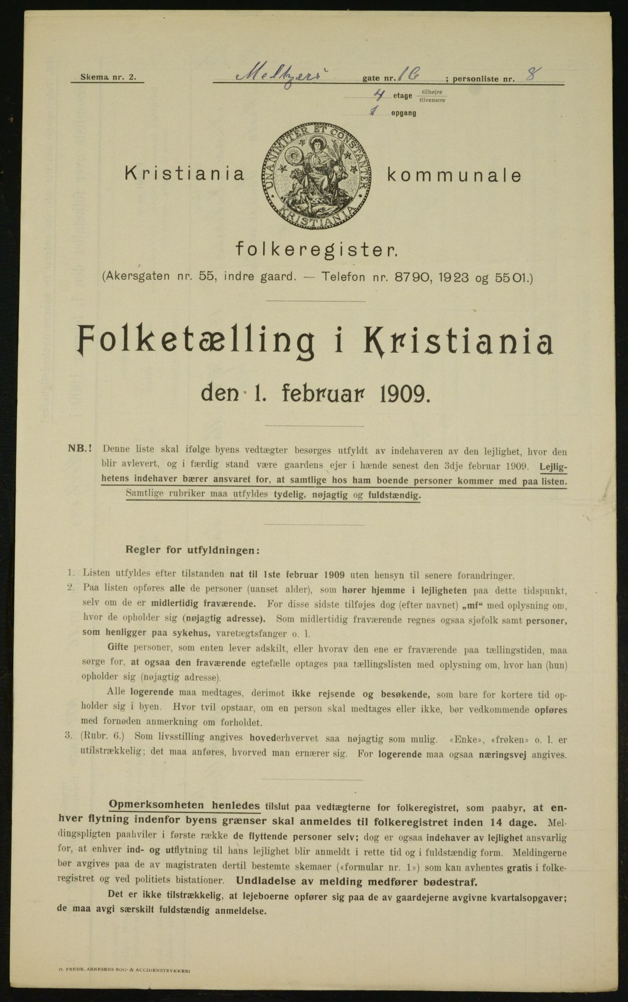 OBA, Municipal Census 1909 for Kristiania, 1909, p. 59216