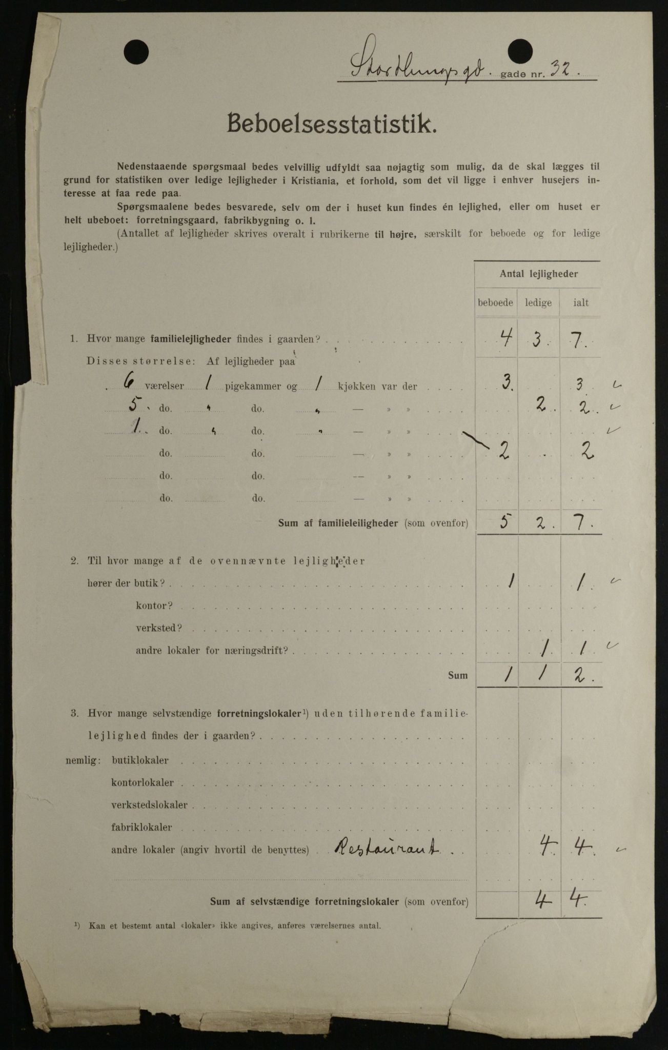 OBA, Municipal Census 1908 for Kristiania, 1908, p. 93134