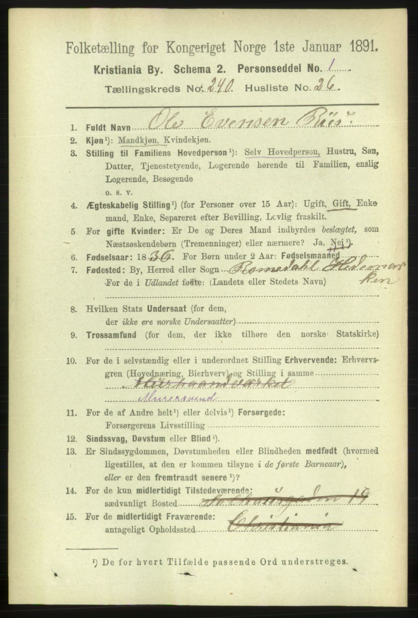 RA, 1891 census for 0301 Kristiania, 1891, p. 146311