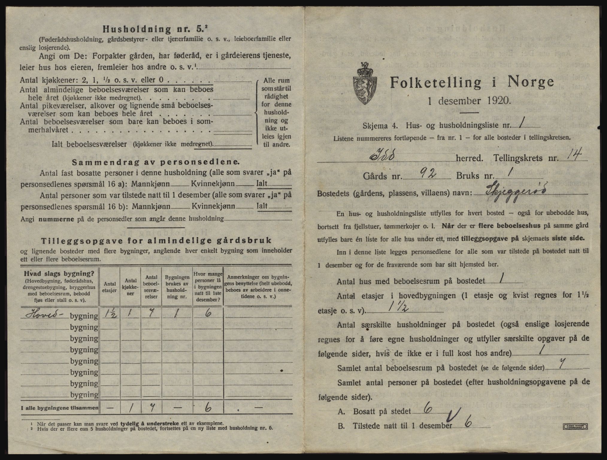 SAO, 1920 census for Idd, 1920, p. 1858