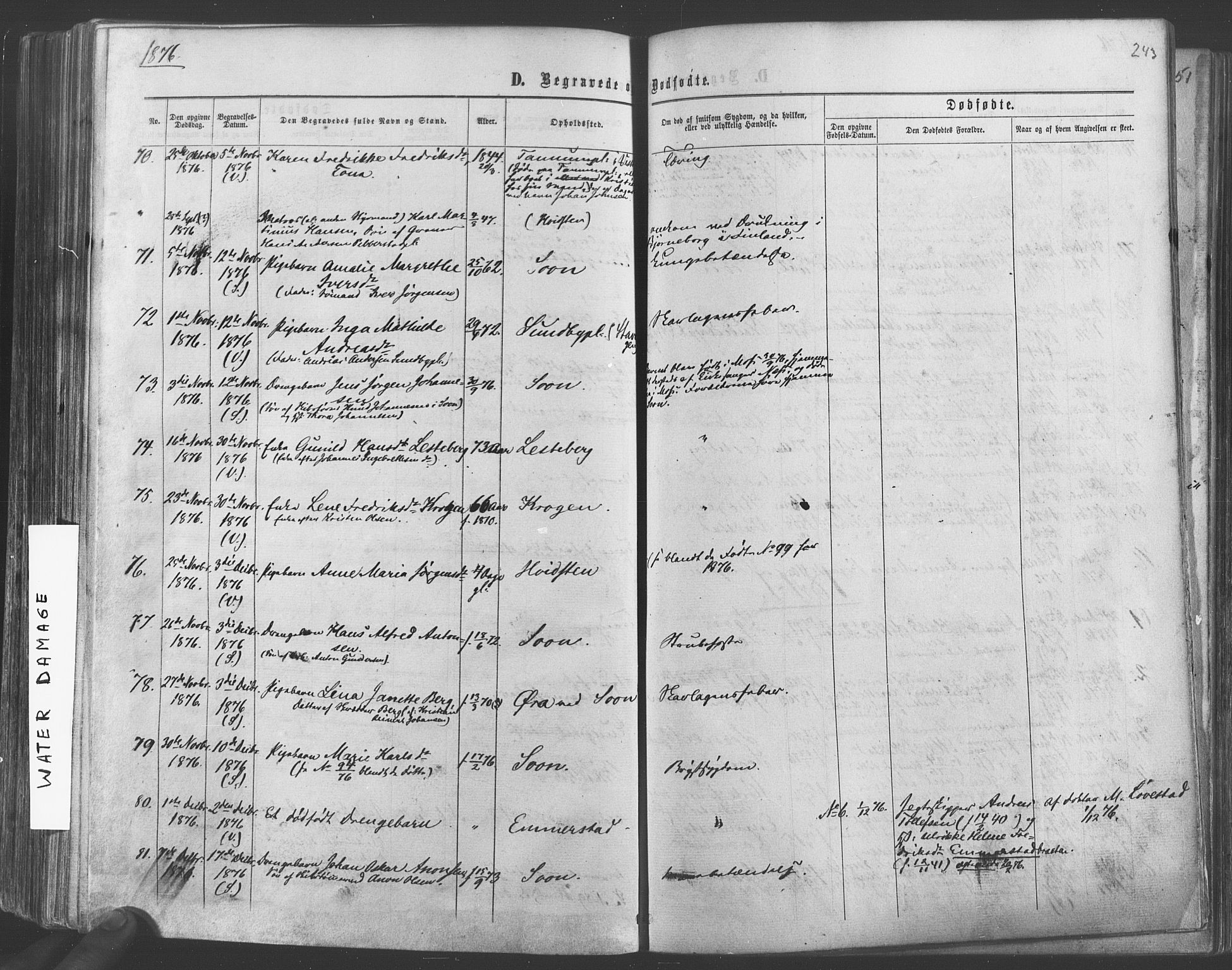 Vestby prestekontor Kirkebøker, SAO/A-10893/F/Fa/L0008: Parish register (official) no. I 8, 1863-1877, p. 243