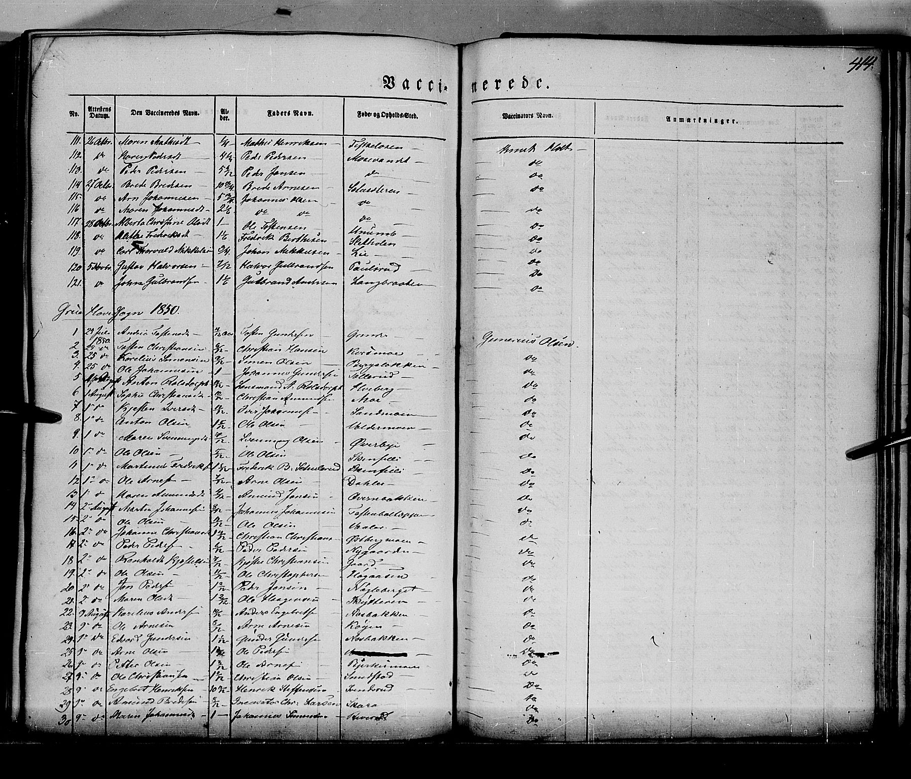Grue prestekontor, SAH/PREST-036/H/Ha/Haa/L0008: Parish register (official) no. 8, 1847-1858, p. 414