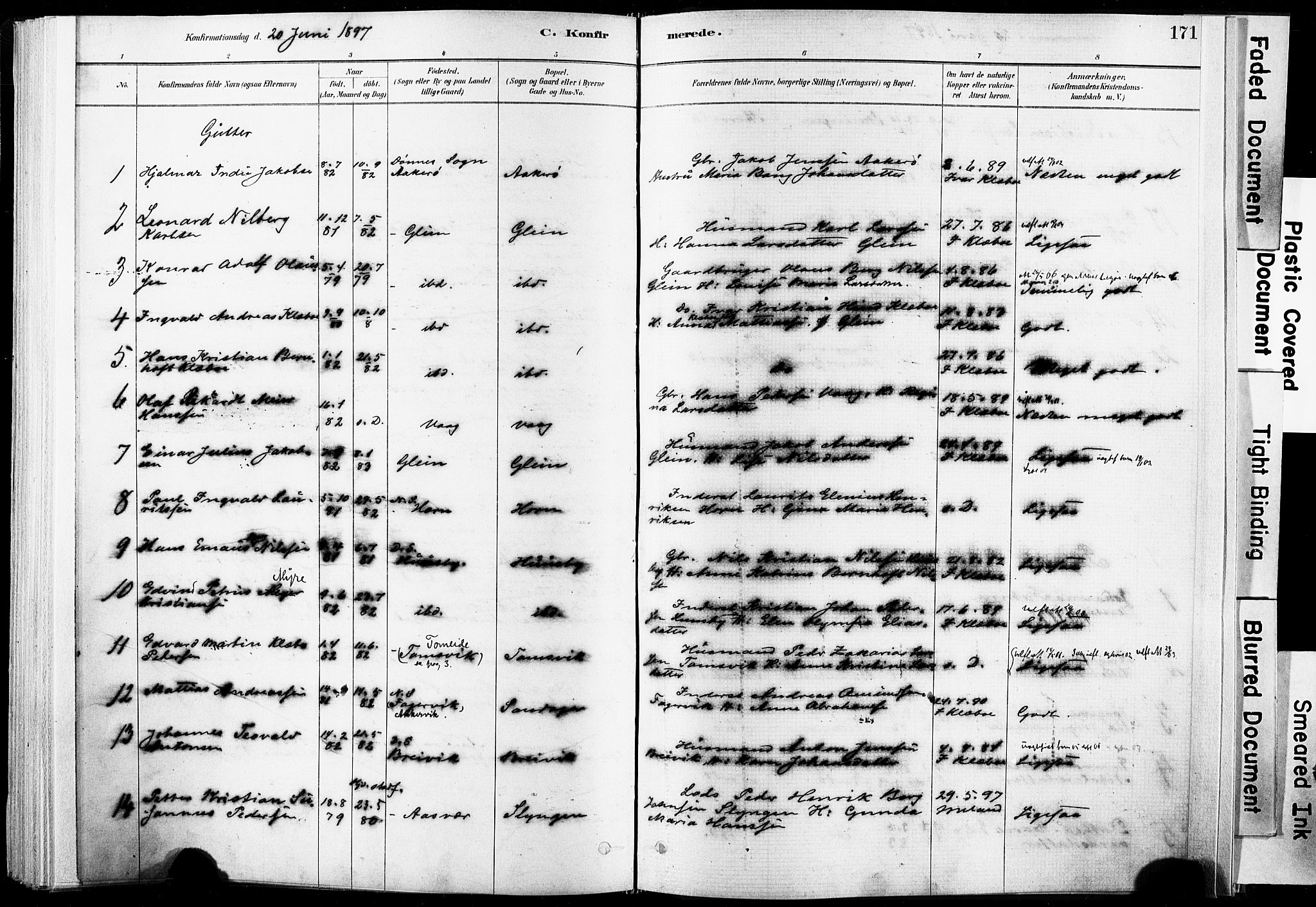 Ministerialprotokoller, klokkerbøker og fødselsregistre - Nordland, SAT/A-1459/835/L0525: Parish register (official) no. 835A03I, 1881-1910, p. 171