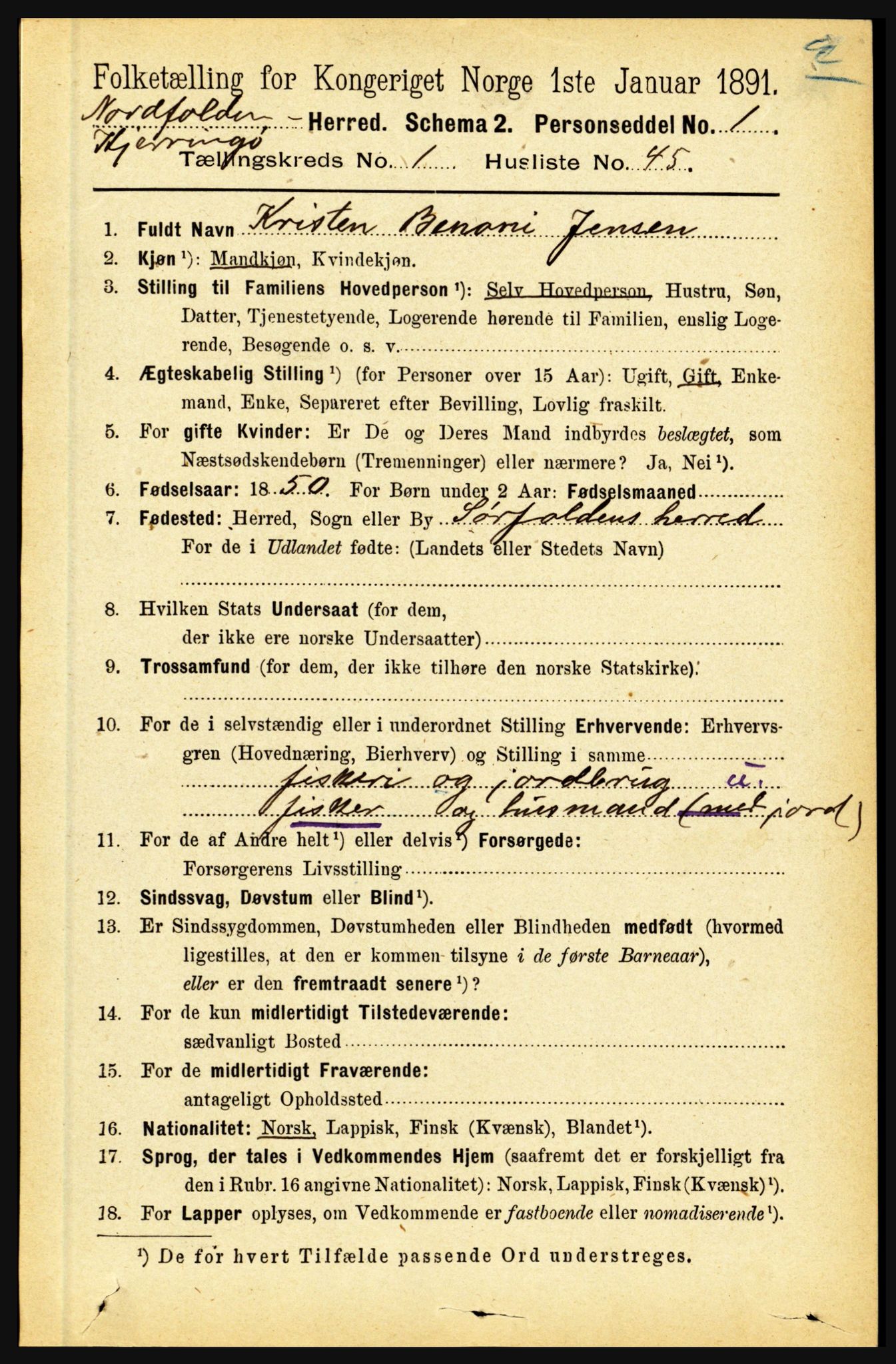 RA, 1891 census for 1846 Nordfold-Kjerringøy, 1891, p. 377