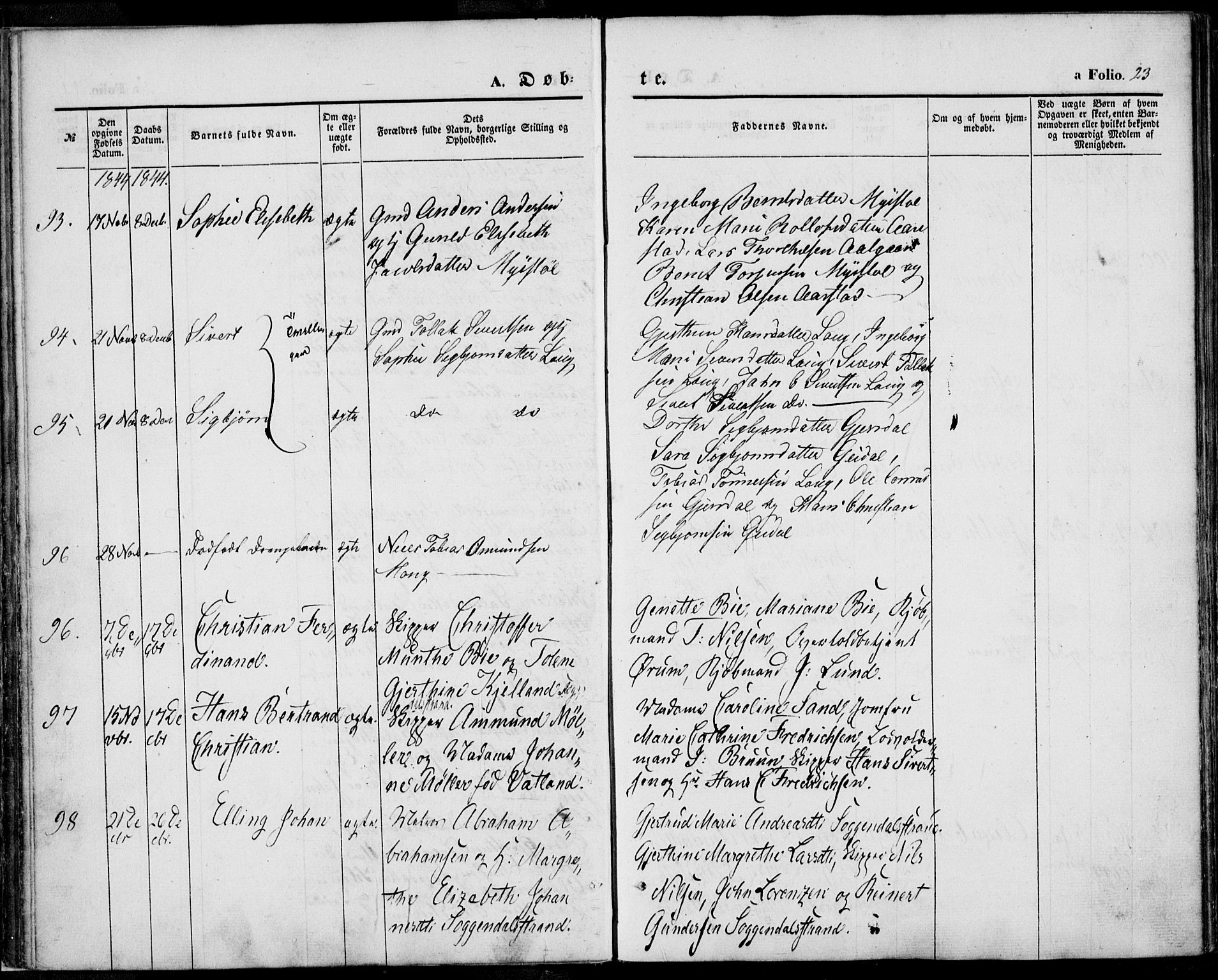 Sokndal sokneprestkontor, AV/SAST-A-101808: Parish register (official) no. A 8.1, 1842-1857, p. 23