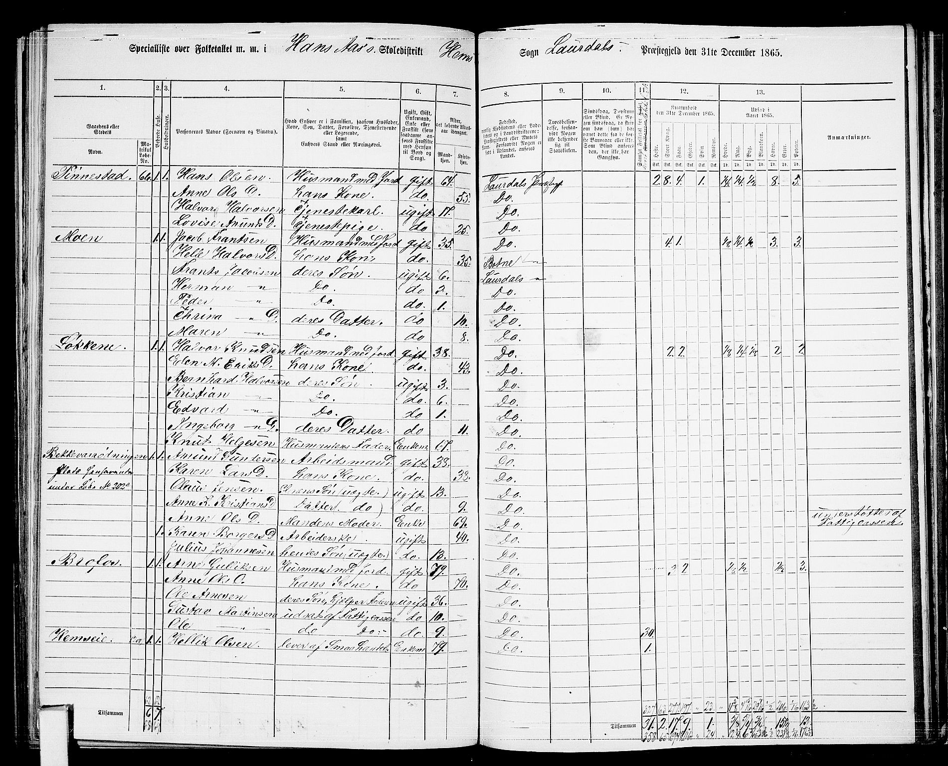 RA, 1865 census for Lardal, 1865, p. 84