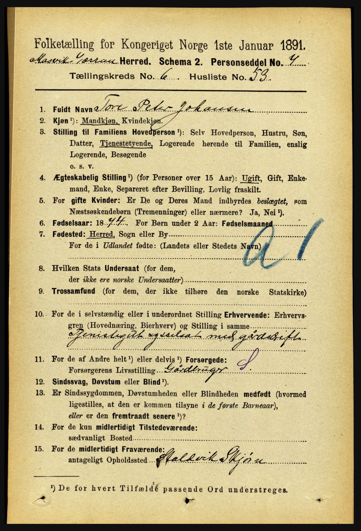 RA, 1891 census for 1723 Mosvik og Verran, 1891, p. 2838