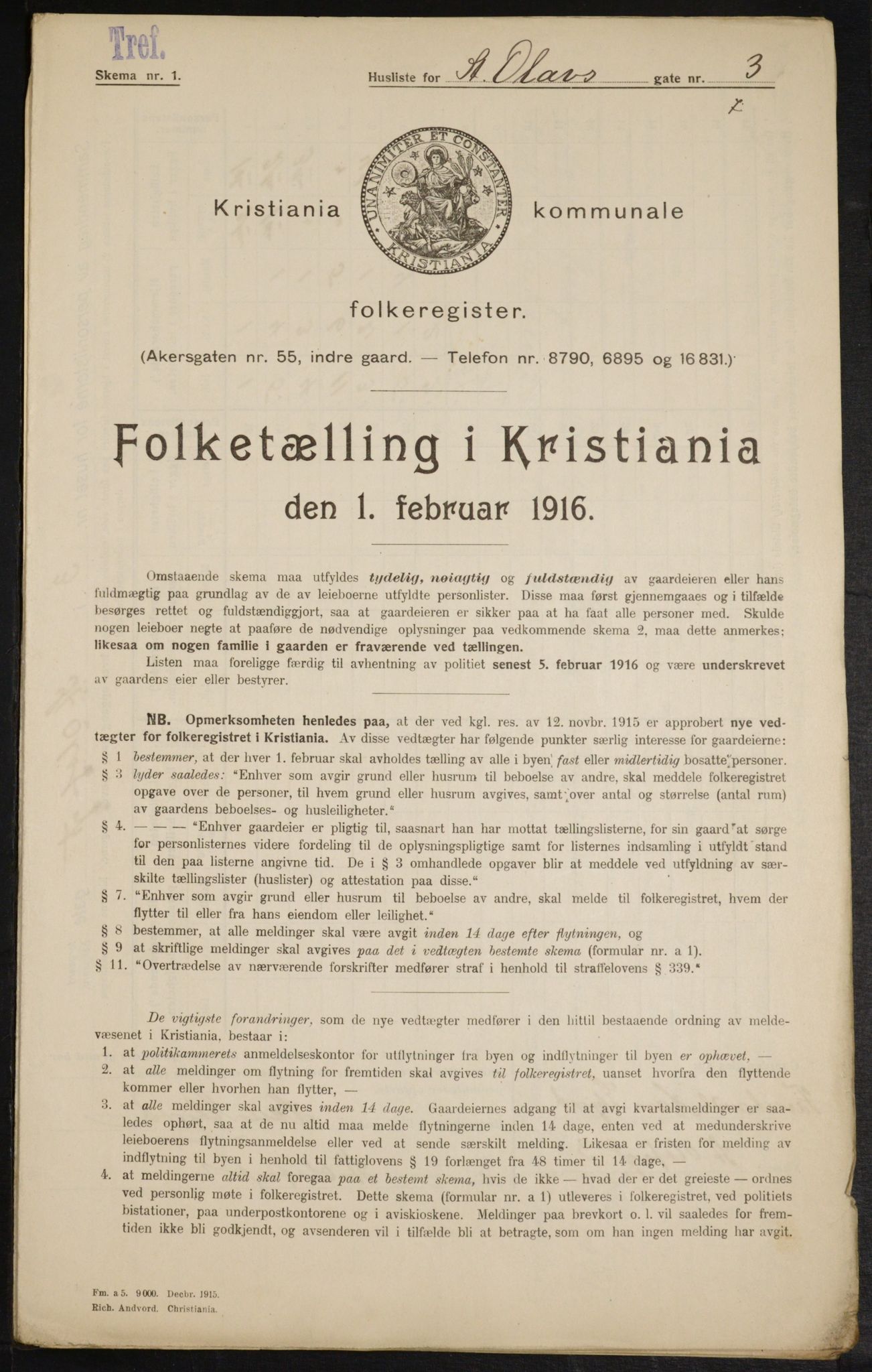 OBA, Municipal Census 1916 for Kristiania, 1916, p. 90182