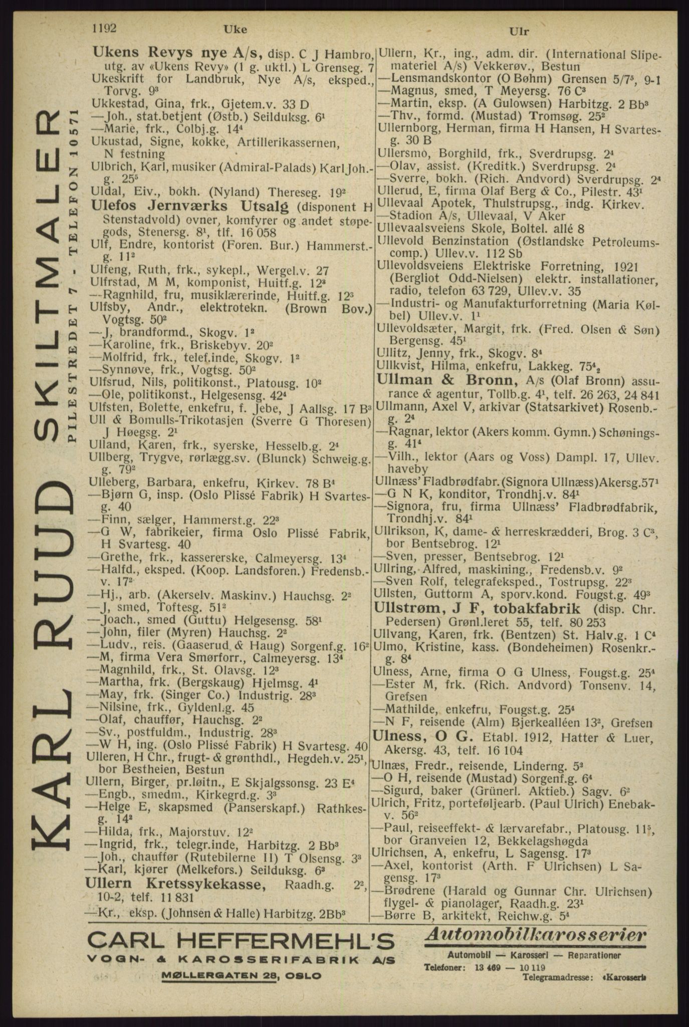 Kristiania/Oslo adressebok, PUBL/-, 1929, p. 1192