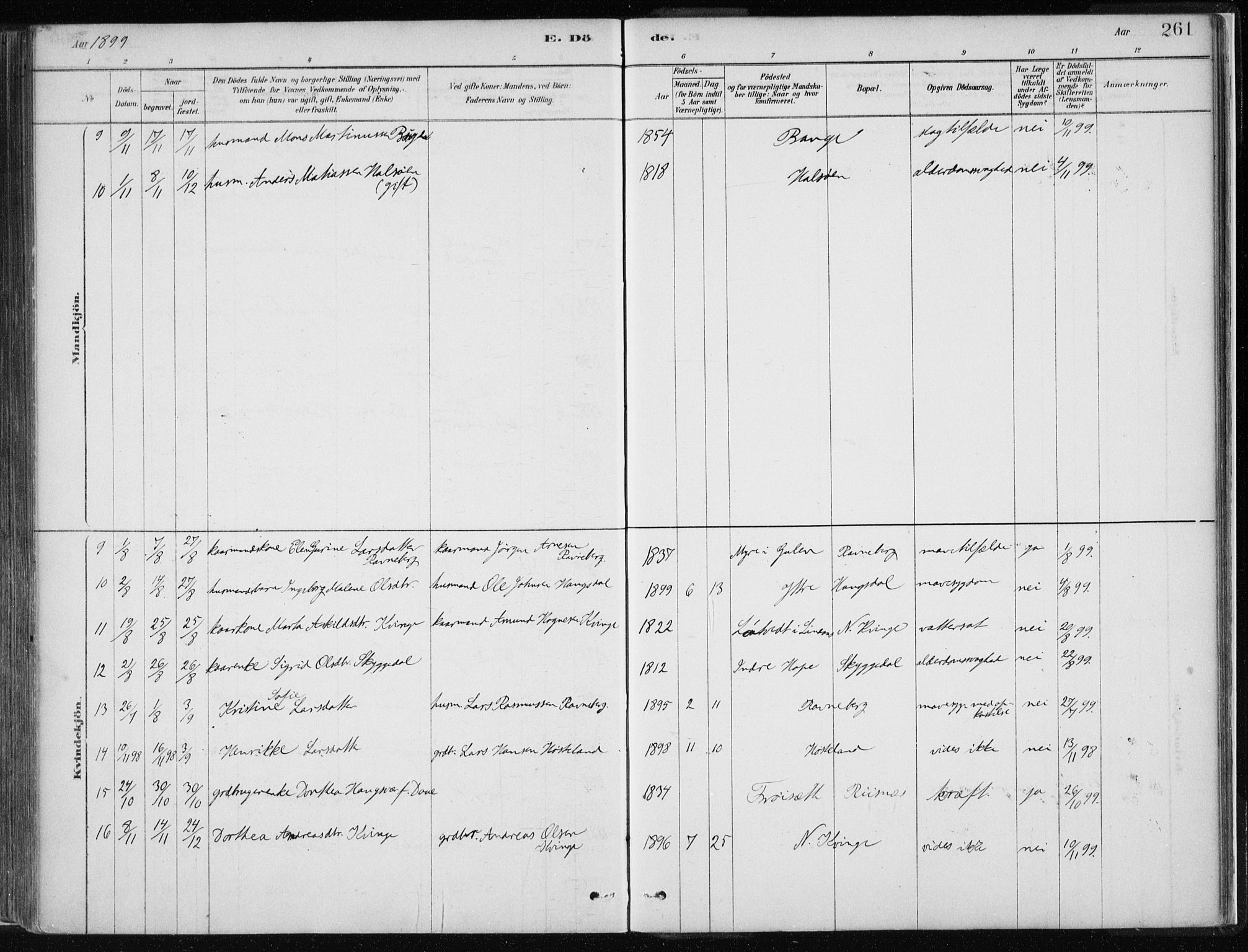 Masfjorden Sokneprestembete, SAB/A-77001: Parish register (official) no. B  1, 1876-1899, p. 261