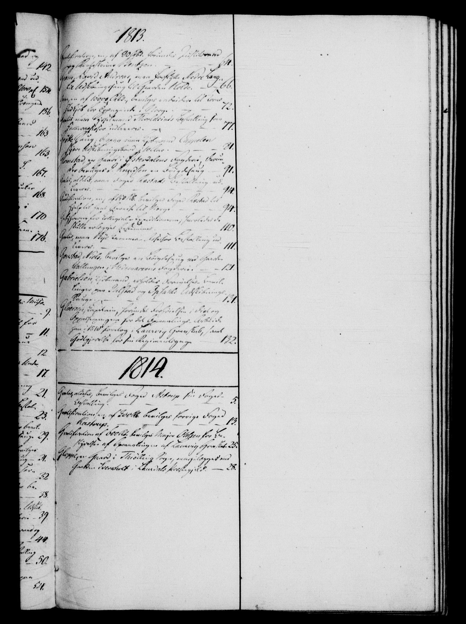 Rentekammeret, Kammerkanselliet, RA/EA-3111/G/Gf/Gfb/L0016: Register til norske relasjons- og resolusjonsprotokoller (merket RK 52.111), 1801-1814, p. 79