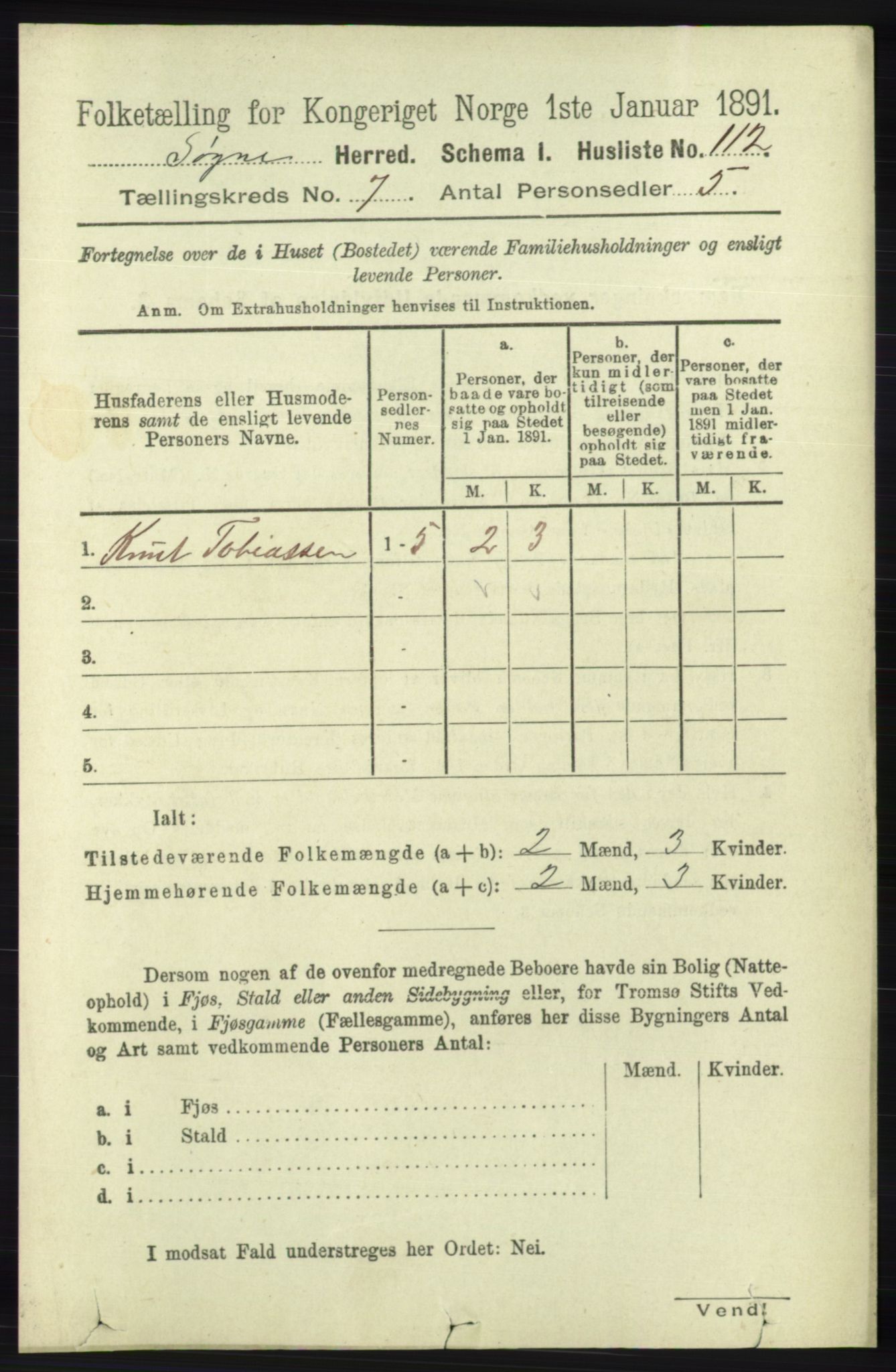 RA, 1891 census for 1018 Søgne, 1891, p. 1535