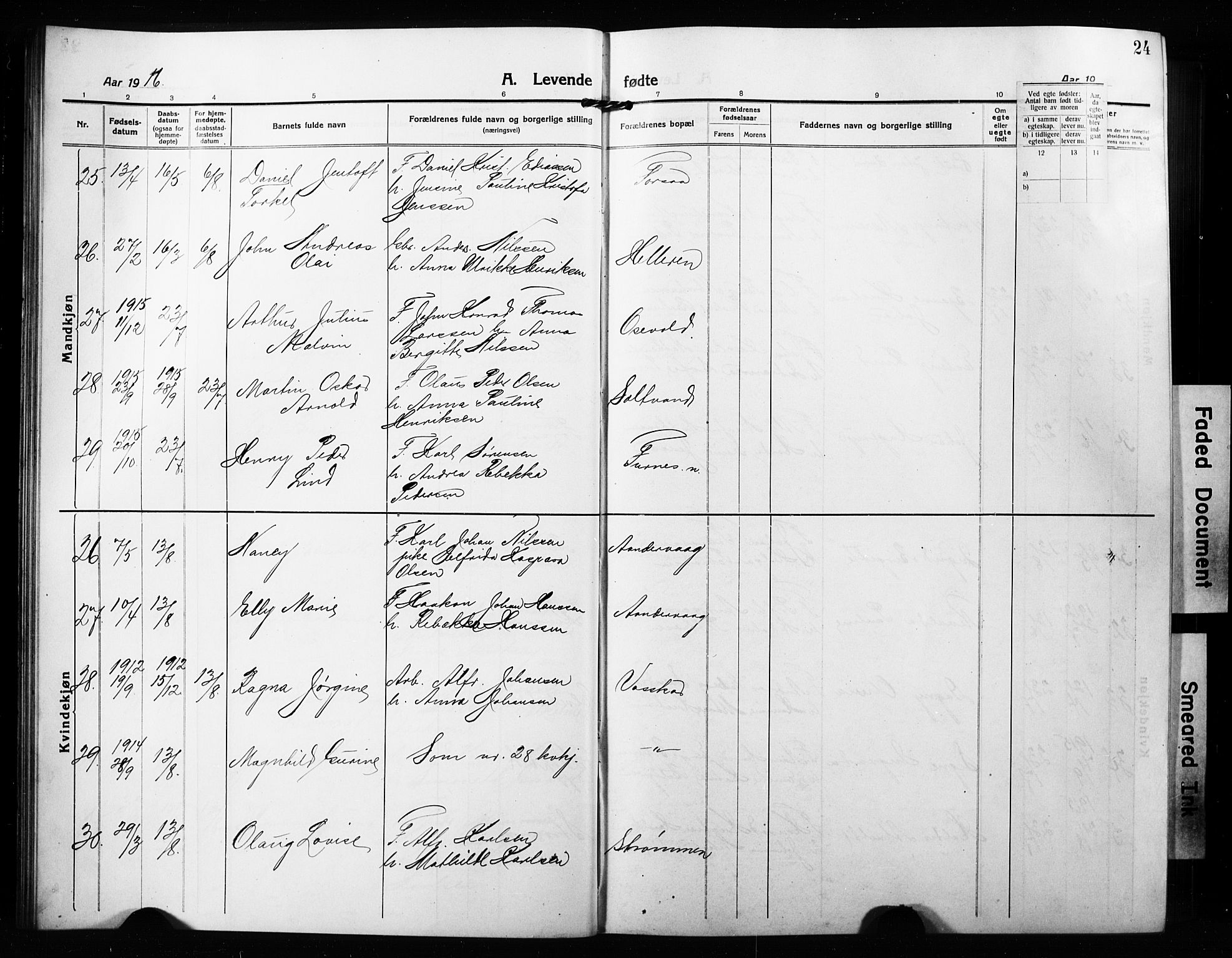 Ibestad sokneprestembete, AV/SATØ-S-0077/H/Ha/Hab/L0010klokker: Parish register (copy) no. 10, 1915-1929, p. 24