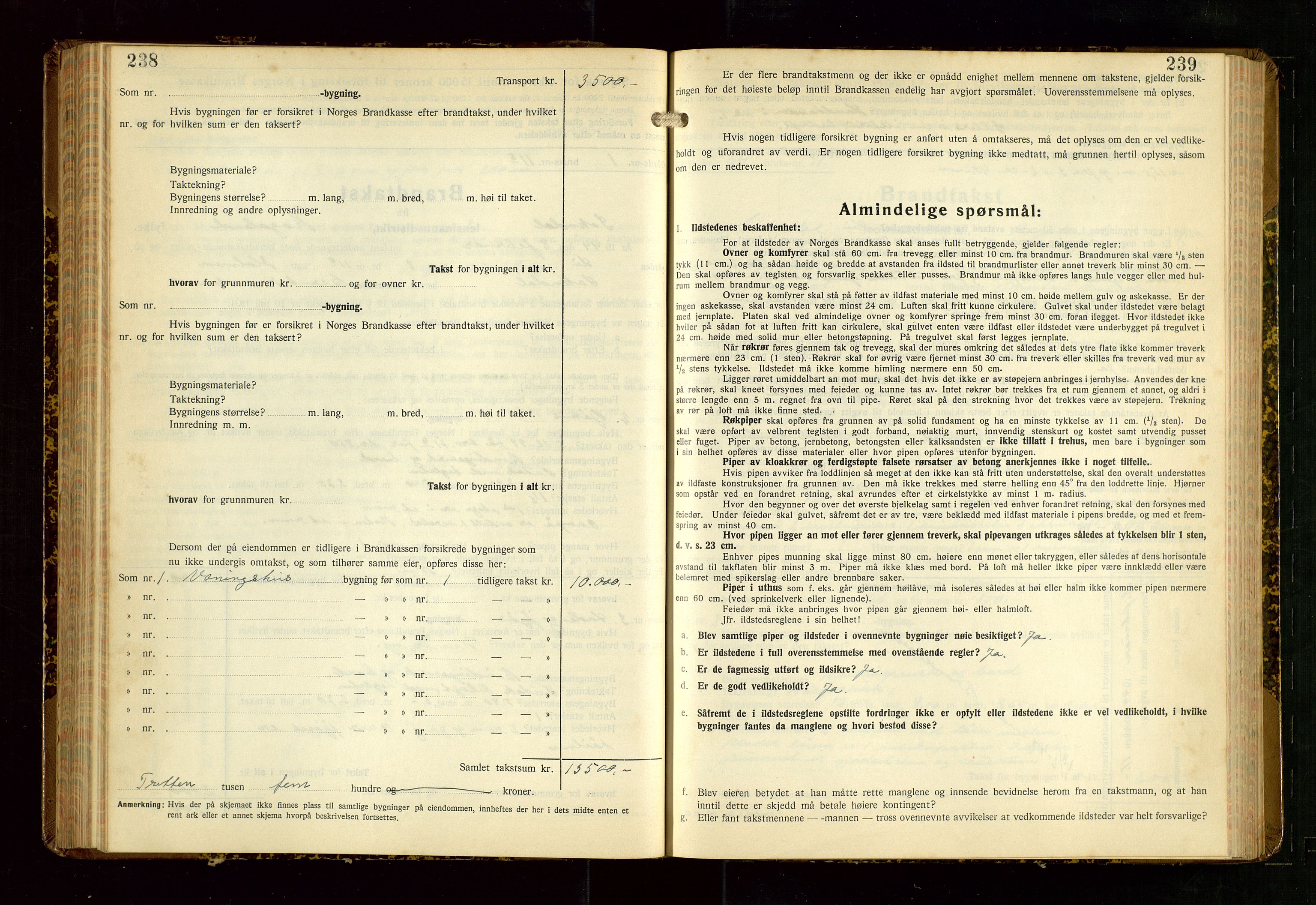 Sokndal lensmannskontor, AV/SAST-A-100417/Gob/L0008: "Brandtakst-Protokoll", 1937-1955, p. 238-239