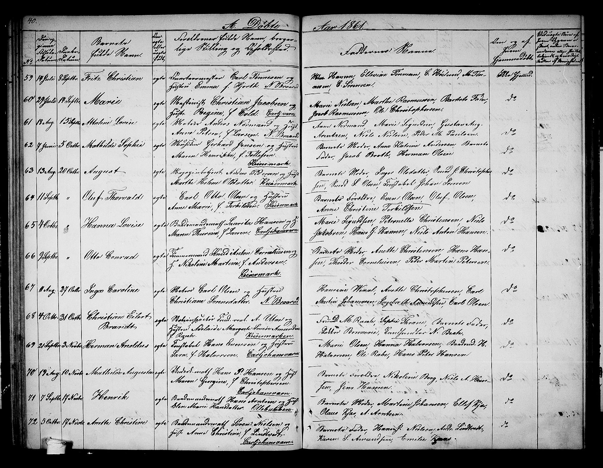 Horten kirkebøker, SAKO/A-348/G/Ga/L0001: Parish register (copy) no. 1, 1855-1863, p. 40