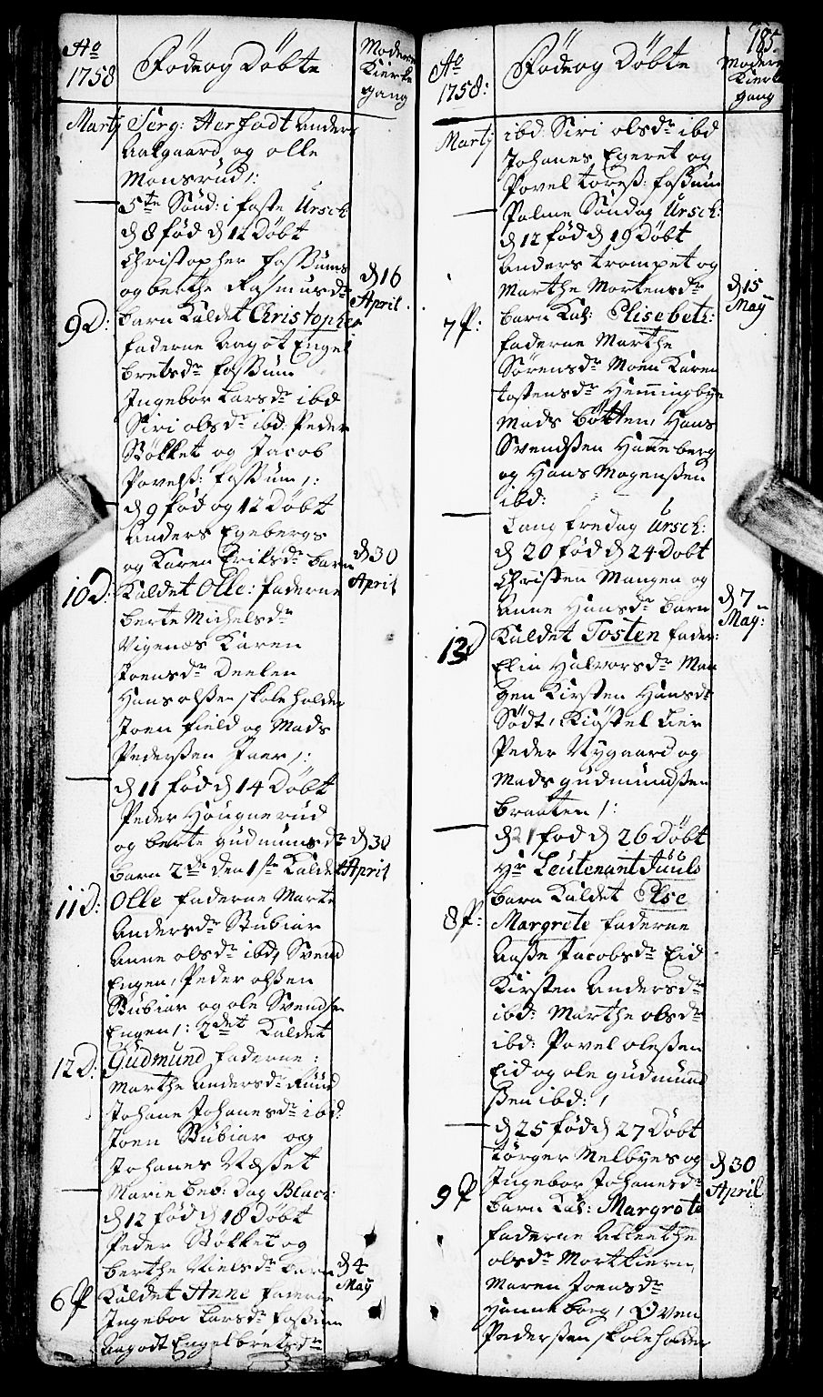 Aurskog prestekontor Kirkebøker, SAO/A-10304a/F/Fa/L0002: Parish register (official) no. I 2, 1735-1766, p. 185