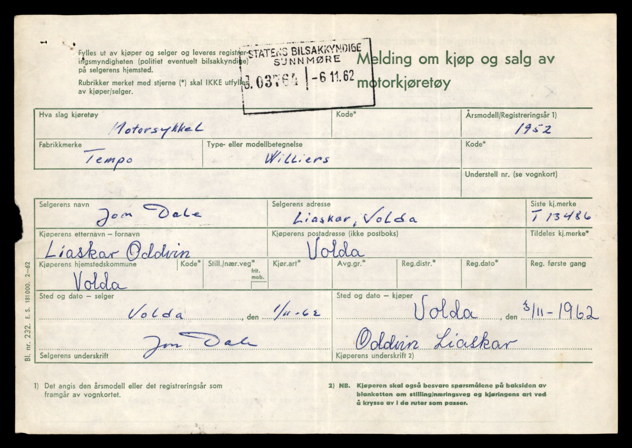 Møre og Romsdal vegkontor - Ålesund trafikkstasjon, AV/SAT-A-4099/F/Fe/L0039: Registreringskort for kjøretøy T 13361 - T 13530, 1927-1998, p. 2134