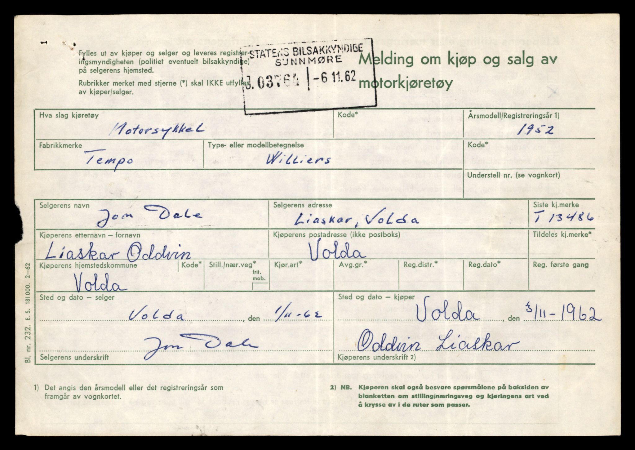 Møre og Romsdal vegkontor - Ålesund trafikkstasjon, SAT/A-4099/F/Fe/L0039: Registreringskort for kjøretøy T 13361 - T 13530, 1927-1998, p. 2134