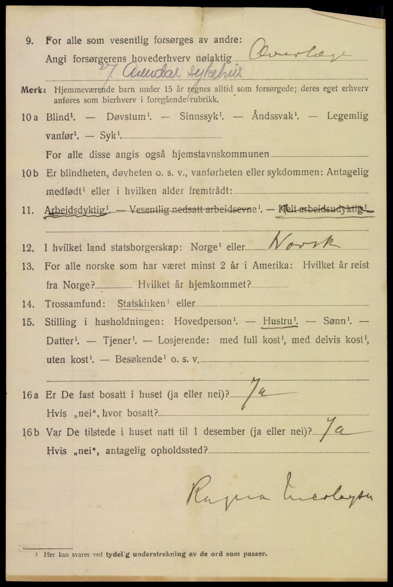 SAK, 1920 census for Arendal, 1920, p. 23305