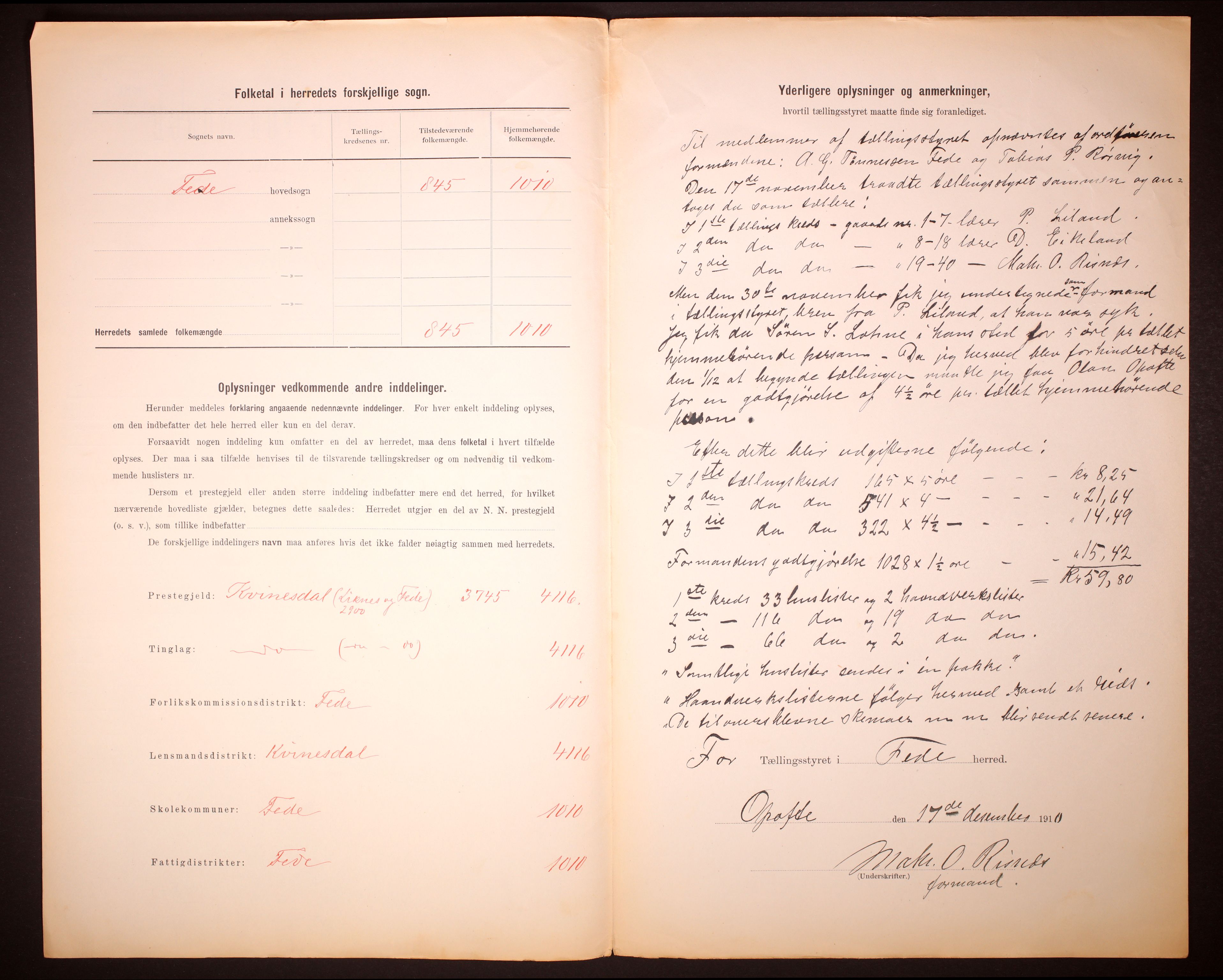 RA, 1910 census for Feda, 1910, p. 3