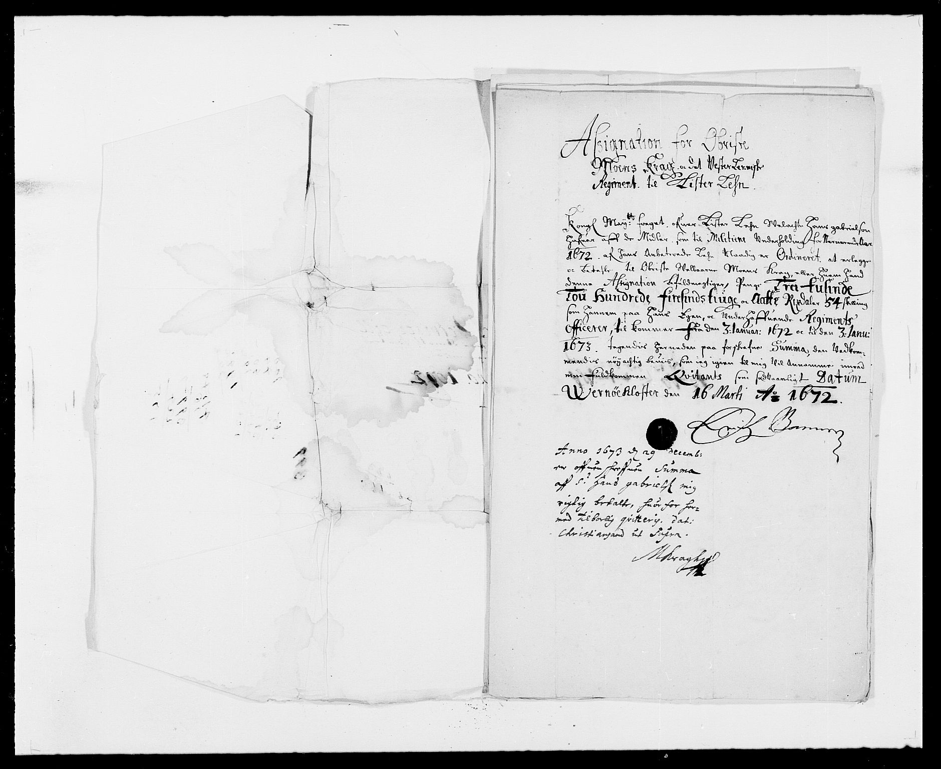 Rentekammeret inntil 1814, Reviderte regnskaper, Fogderegnskap, AV/RA-EA-4092/R41/L2526: Fogderegnskap Lista, 1672, p. 150