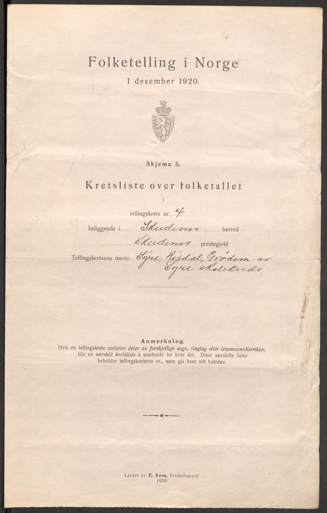 SAST, 1920 census for Skudenes, 1920, p. 18