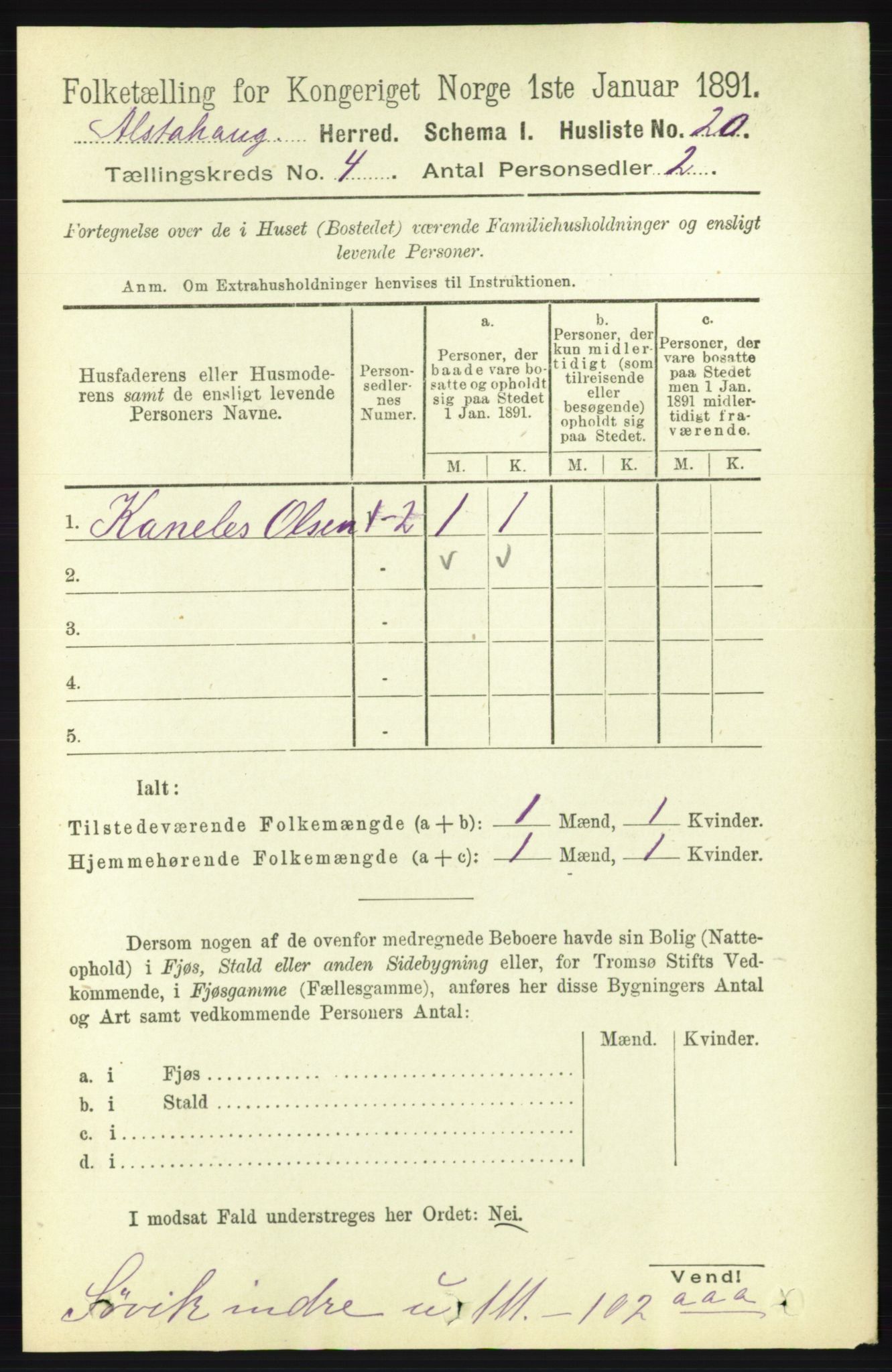 RA, 1891 census for 1820 Alstahaug, 1891, p. 1481