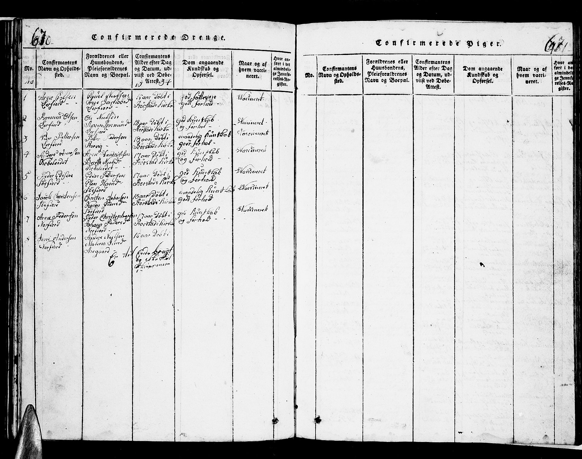 Ministerialprotokoller, klokkerbøker og fødselsregistre - Nordland, AV/SAT-A-1459/853/L0773: Parish register (copy) no. 853C01, 1821-1859, p. 670-671