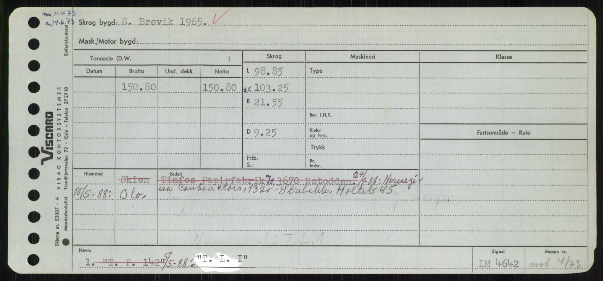 Sjøfartsdirektoratet med forløpere, Skipsmålingen, RA/S-1627/H/Hc/L0001: Lektere, A-Y, p. 427