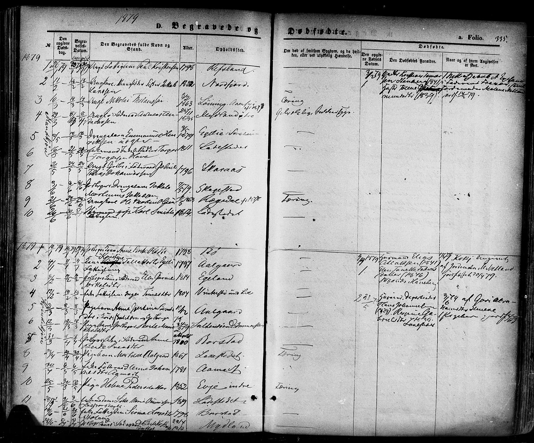 Sokndal sokneprestkontor, AV/SAST-A-101808: Parish register (official) no. A 10, 1874-1886, p. 335