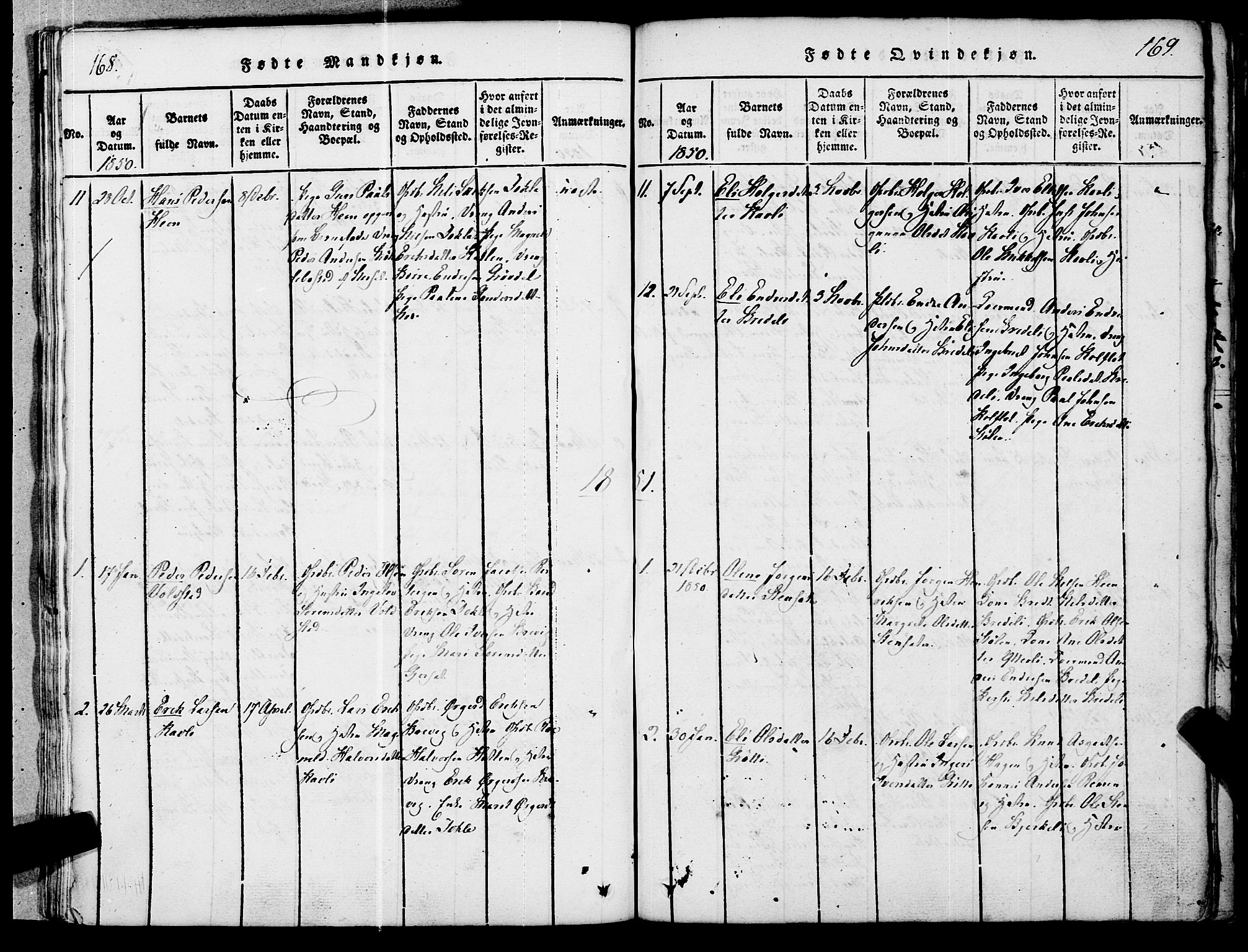 Ministerialprotokoller, klokkerbøker og fødselsregistre - Møre og Romsdal, SAT/A-1454/545/L0585: Parish register (official) no. 545A01, 1818-1853, p. 168-169