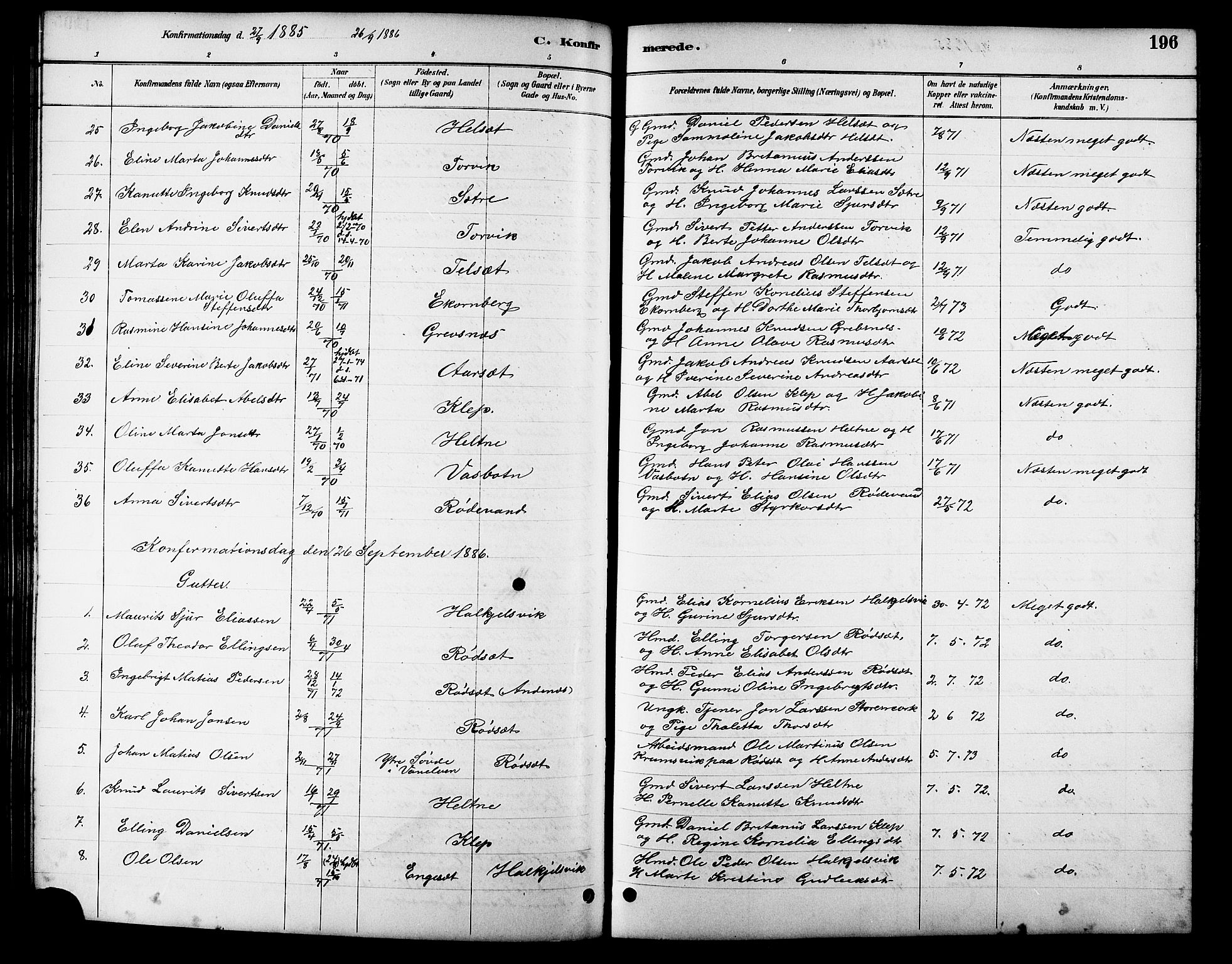 Ministerialprotokoller, klokkerbøker og fødselsregistre - Møre og Romsdal, AV/SAT-A-1454/511/L0158: Parish register (copy) no. 511C04, 1884-1903, p. 196