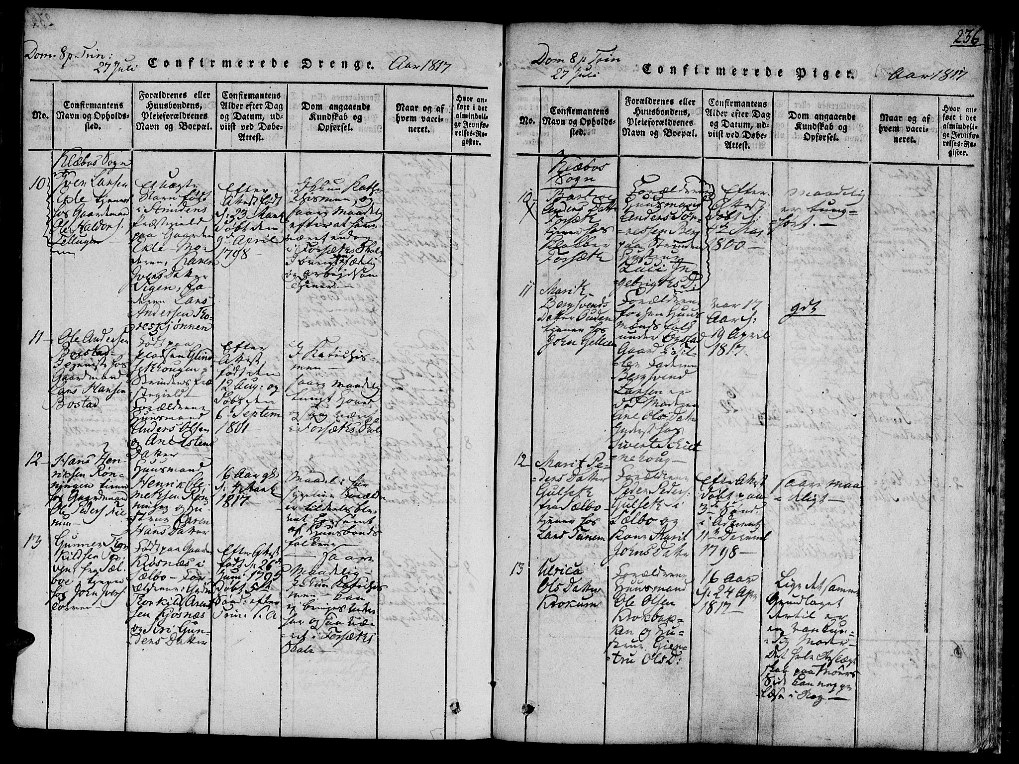 Ministerialprotokoller, klokkerbøker og fødselsregistre - Sør-Trøndelag, SAT/A-1456/618/L0439: Parish register (official) no. 618A04 /1, 1816-1843, p. 236
