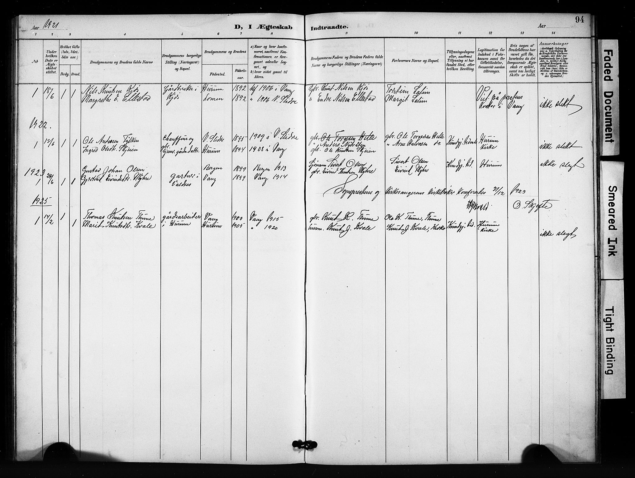 Vang prestekontor, Valdres, AV/SAH-PREST-140/H/Hb/L0007: Parish register (copy) no. 7, 1893-1924, p. 94