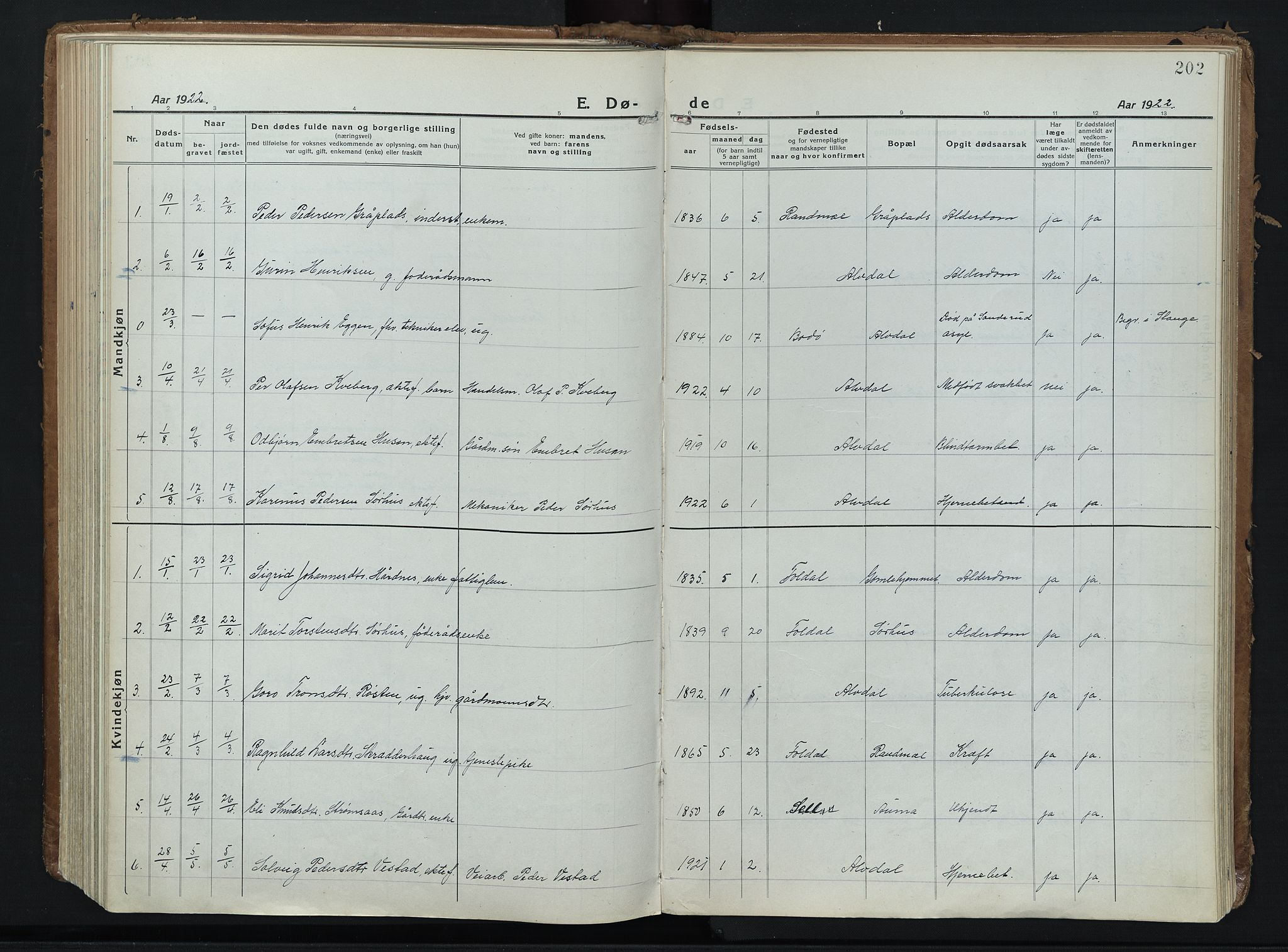 Alvdal prestekontor, SAH/PREST-060/H/Ha/Haa/L0006: Parish register (official) no. 6, 1920-1937, p. 202