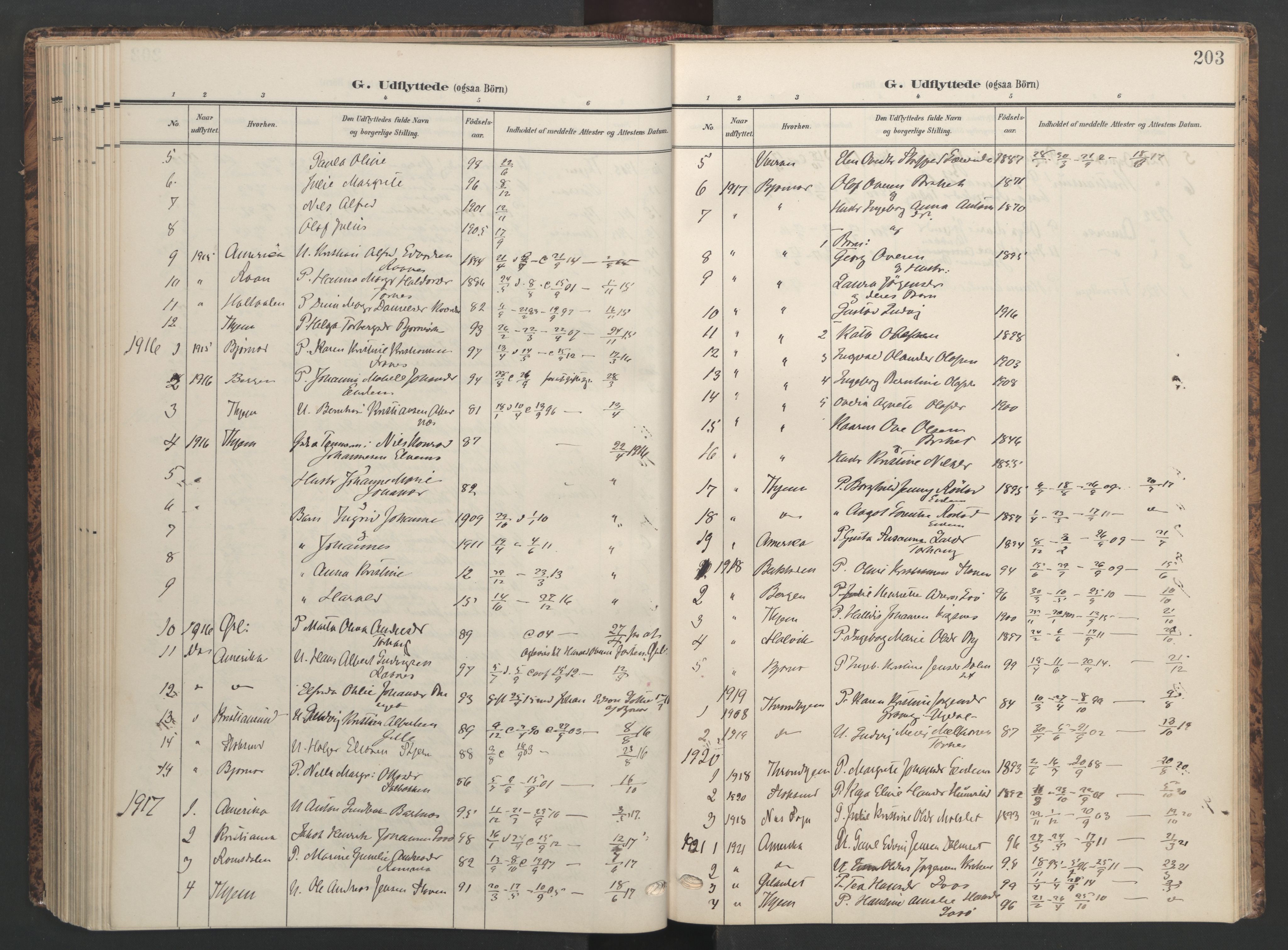Ministerialprotokoller, klokkerbøker og fødselsregistre - Sør-Trøndelag, SAT/A-1456/655/L0682: Parish register (official) no. 655A11, 1908-1922, p. 203