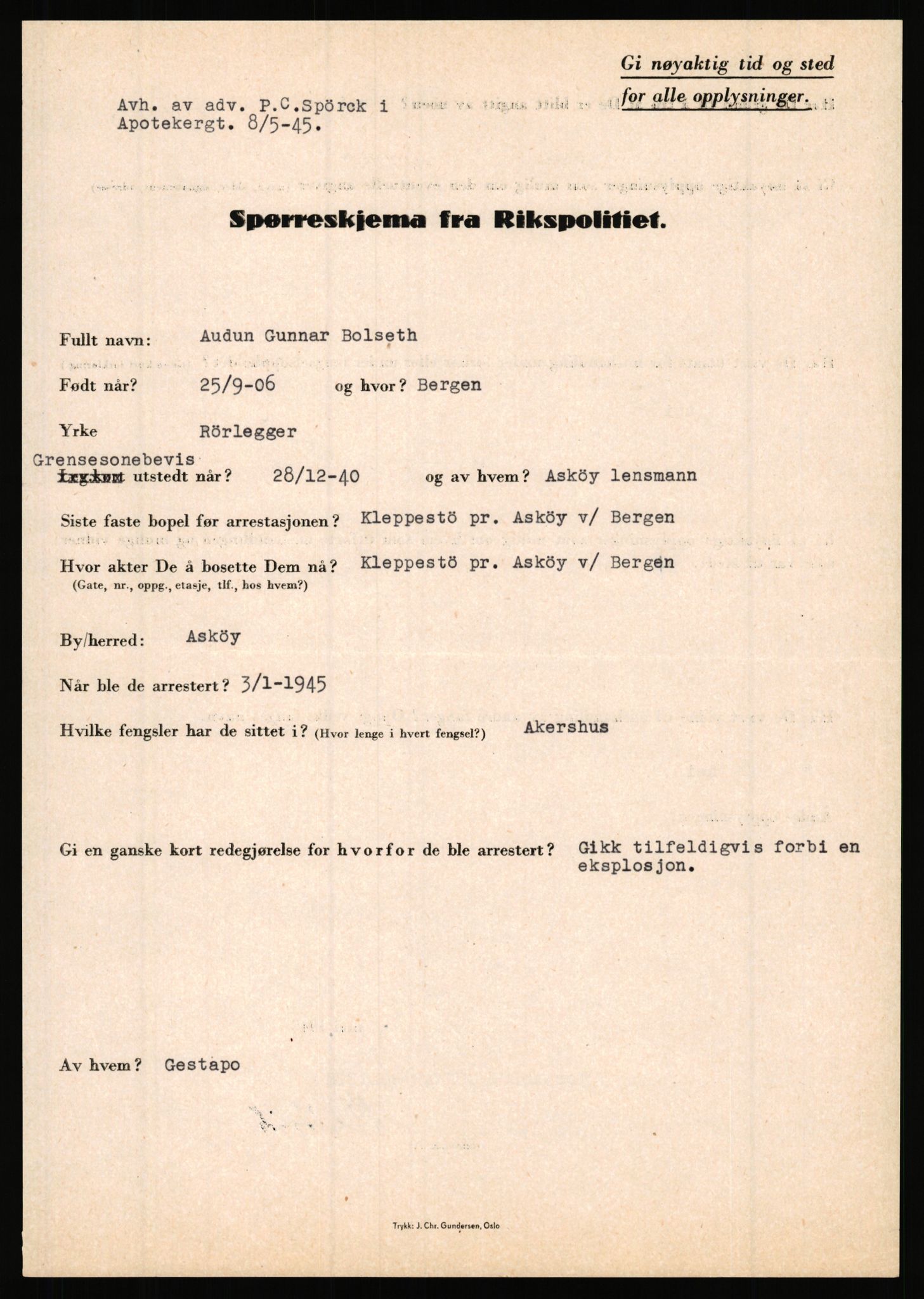 Rikspolitisjefen, AV/RA-S-1560/L/L0002: Berg, Alf - Bråthen, Thorleif, 1940-1945, p. 713