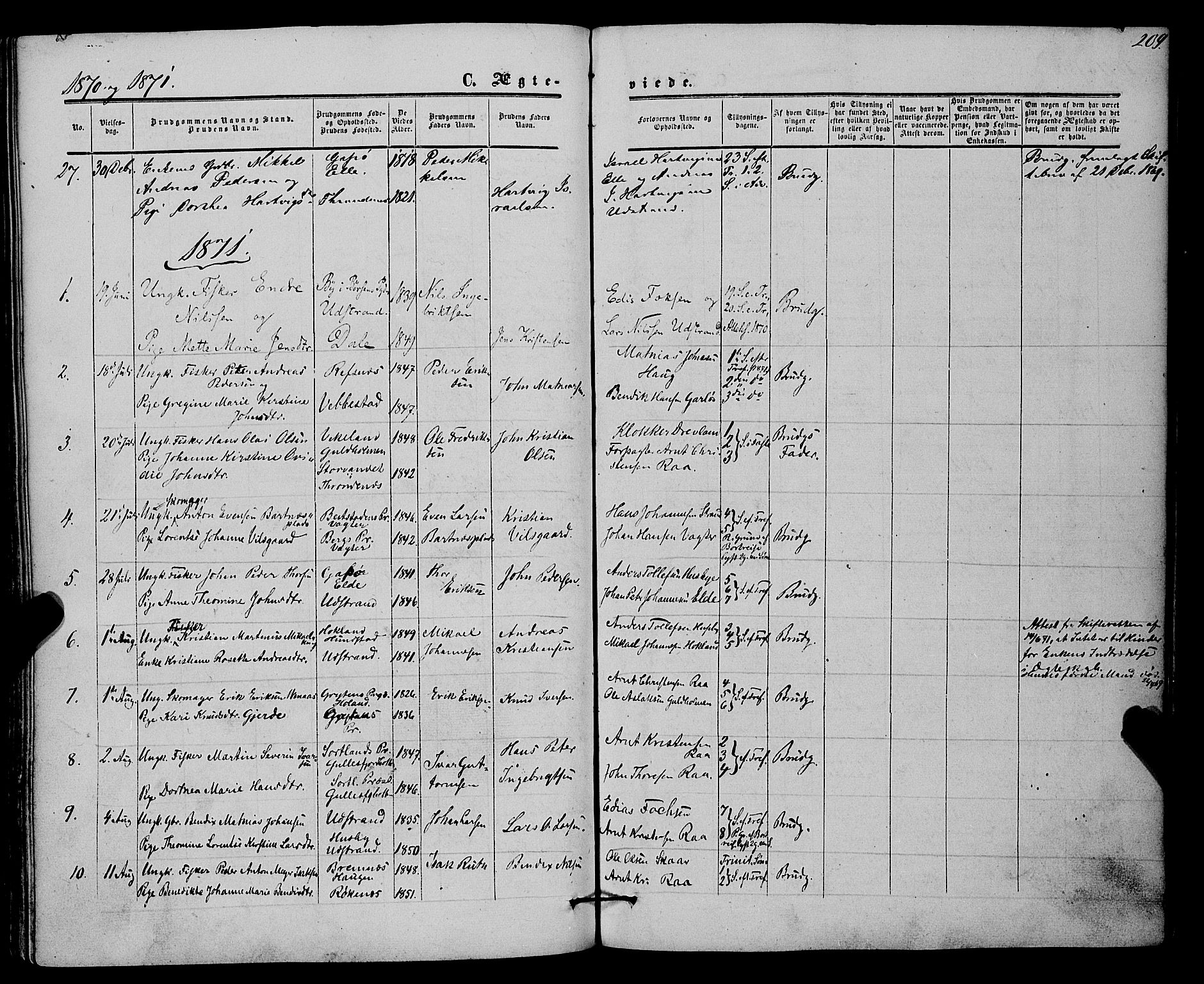 Kvæfjord sokneprestkontor, AV/SATØ-S-1323/G/Ga/Gaa/L0004kirke: Parish register (official) no. 4, 1857-1877, p. 209