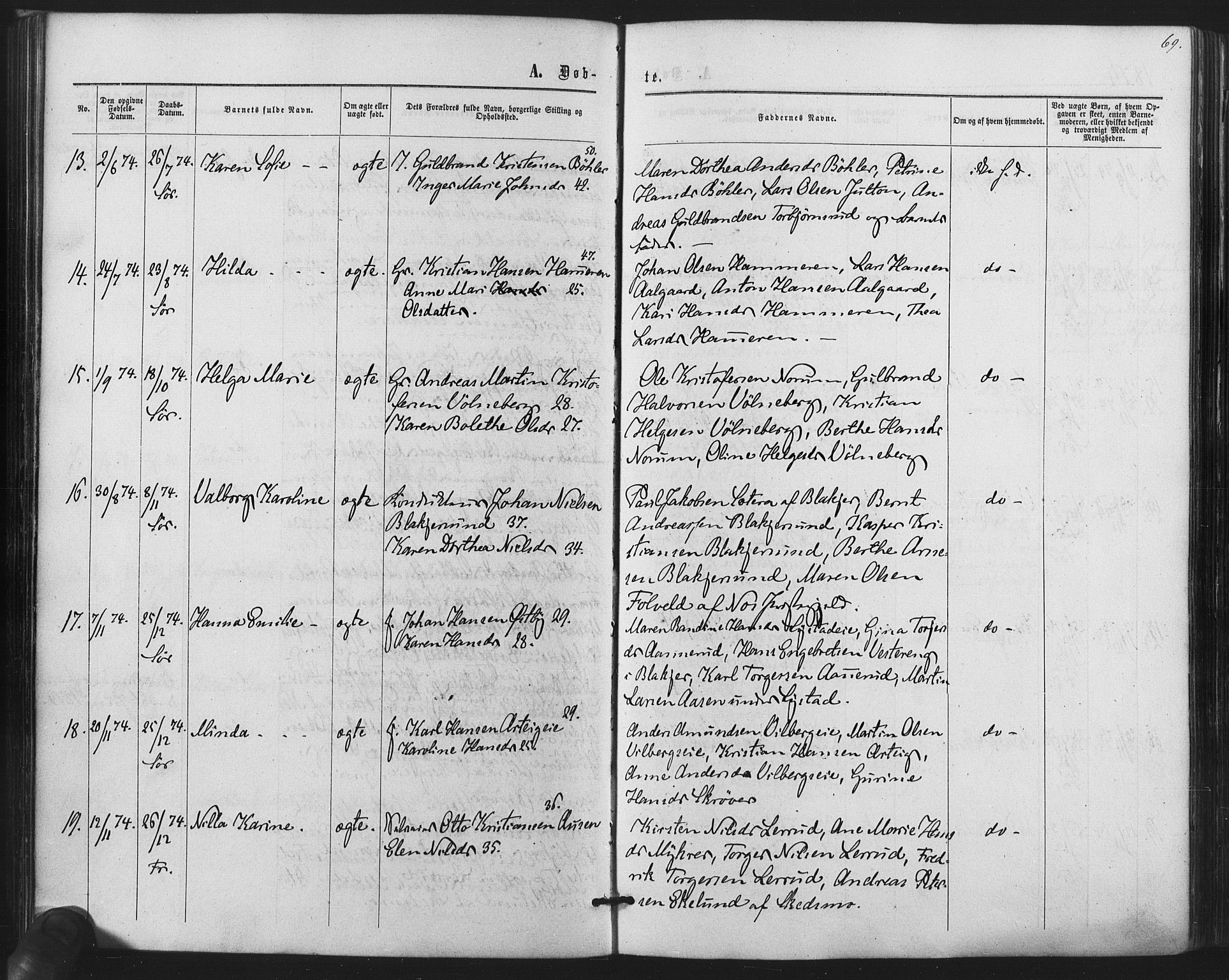 Sørum prestekontor Kirkebøker, AV/SAO-A-10303/F/Fa/L0006: Parish register (official) no. I 6, 1864-1877, p. 69