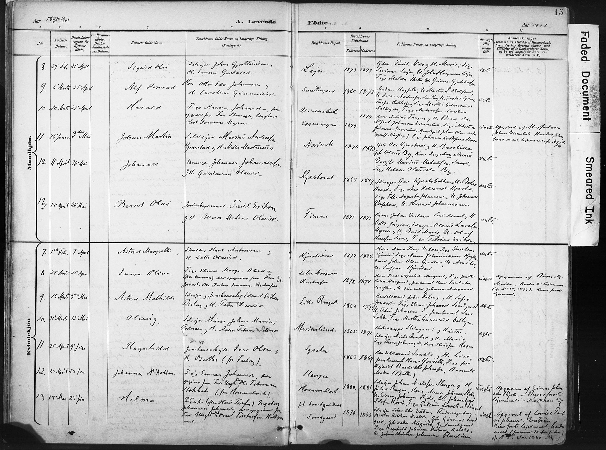 Ministerialprotokoller, klokkerbøker og fødselsregistre - Nord-Trøndelag, AV/SAT-A-1458/717/L0162: Parish register (official) no. 717A12, 1898-1923, p. 15